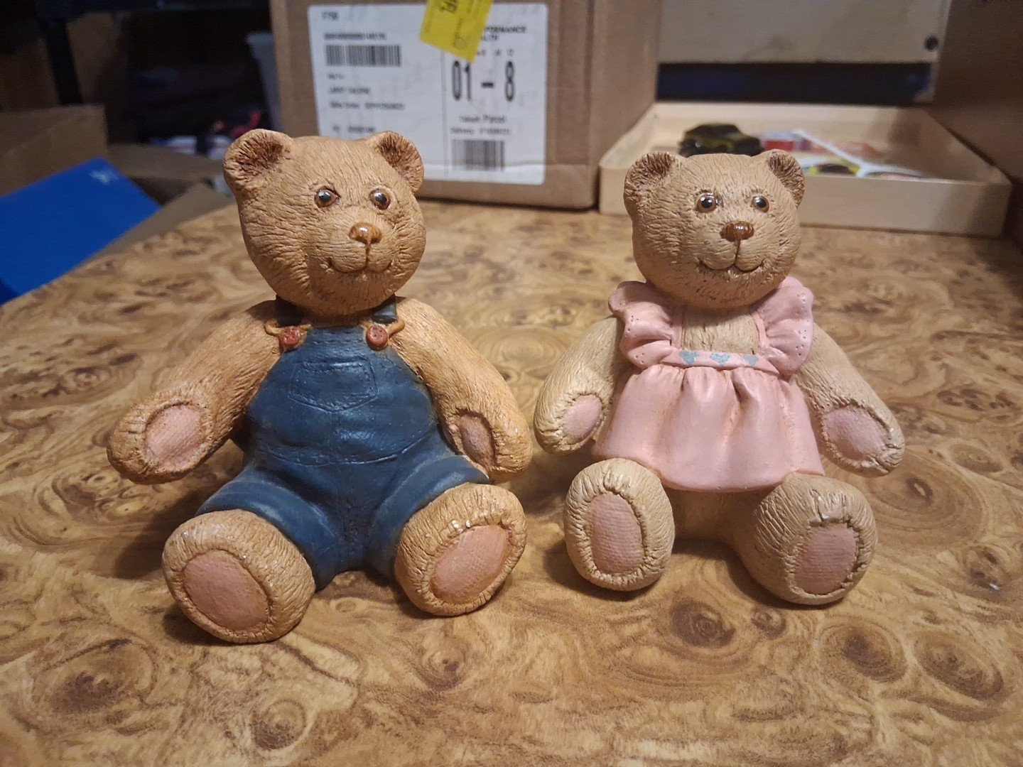 RARE SIGNED DEBBY RUBIS BEARS LOT OF 2 RESIN TEDDY BEARS DATED 1985 SEND OFFERS