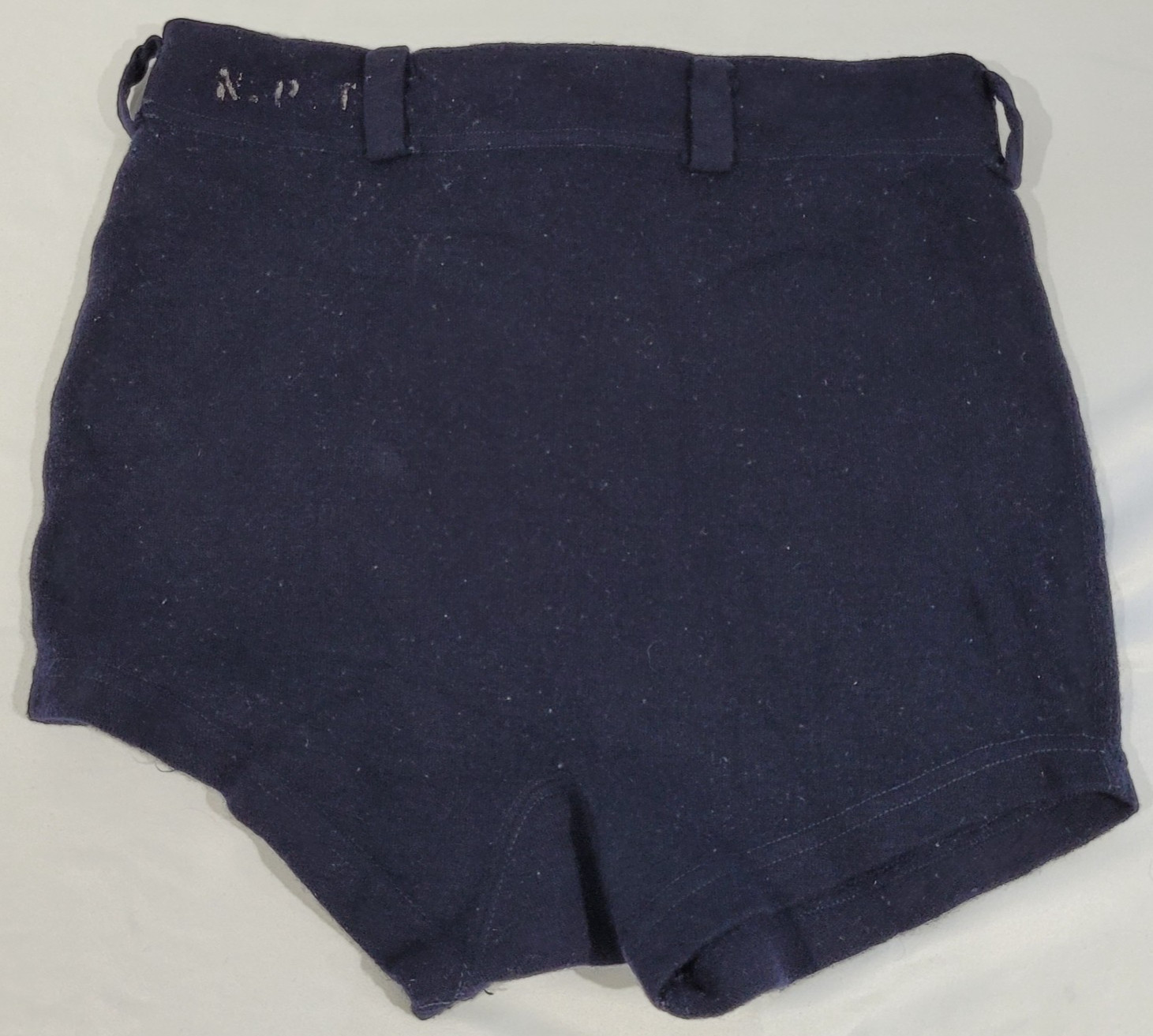 Vintage 1940's WWII US Navy Wool Knit Swim Trunks Shorts Stenciled Size 38