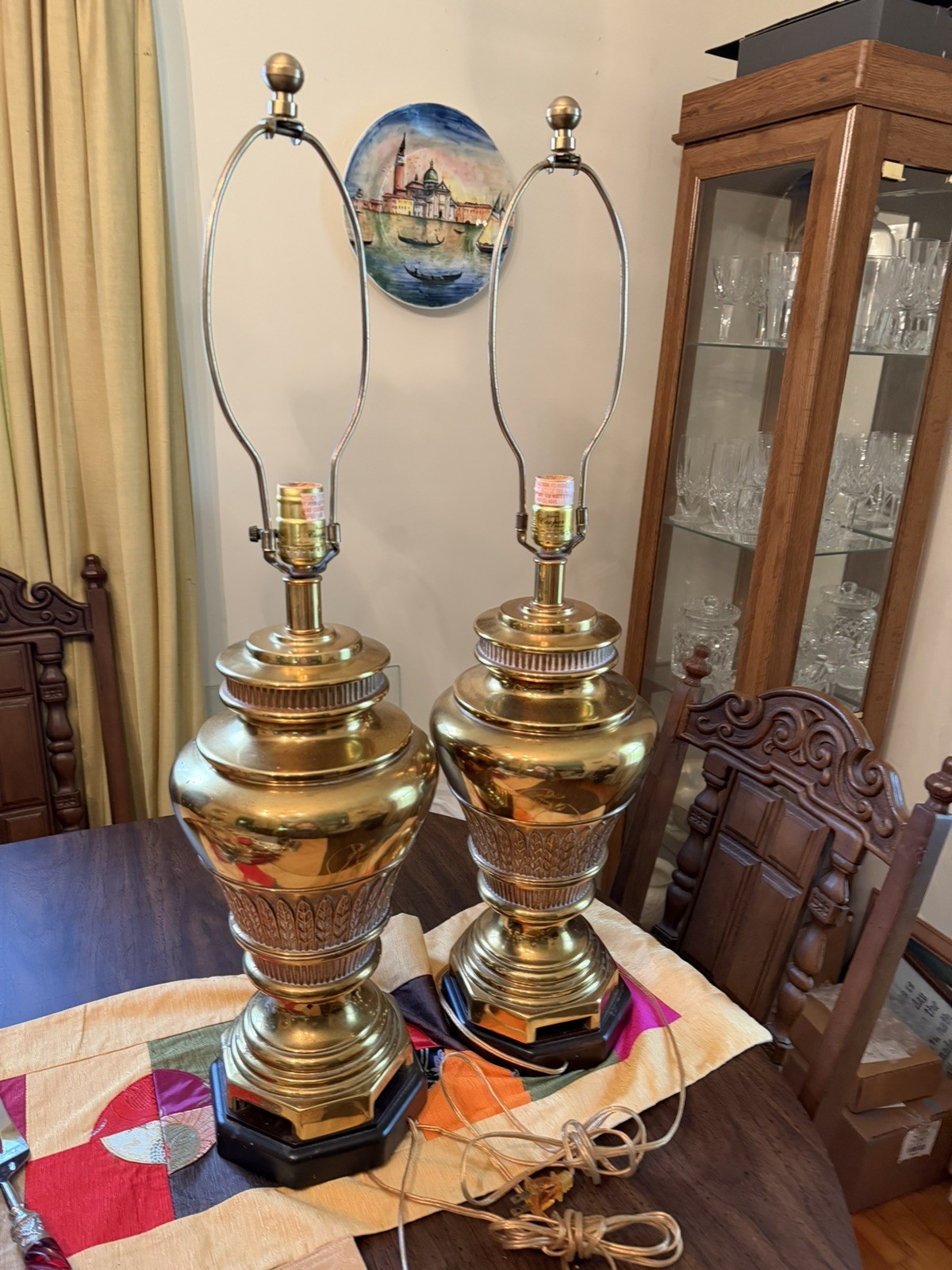 PAIR VINTAGE FREDRICK COOPER CHICAGO BRASS TABLE LAMPS