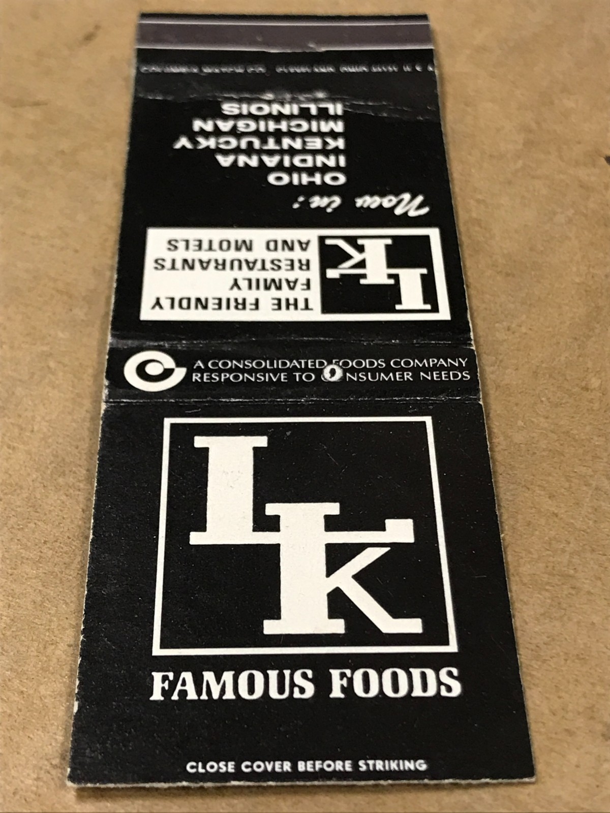 Vintage LK Famous Foods - Matchcover, Matchbook Vintage LK Famous Foods - Matchcover, Matchbook