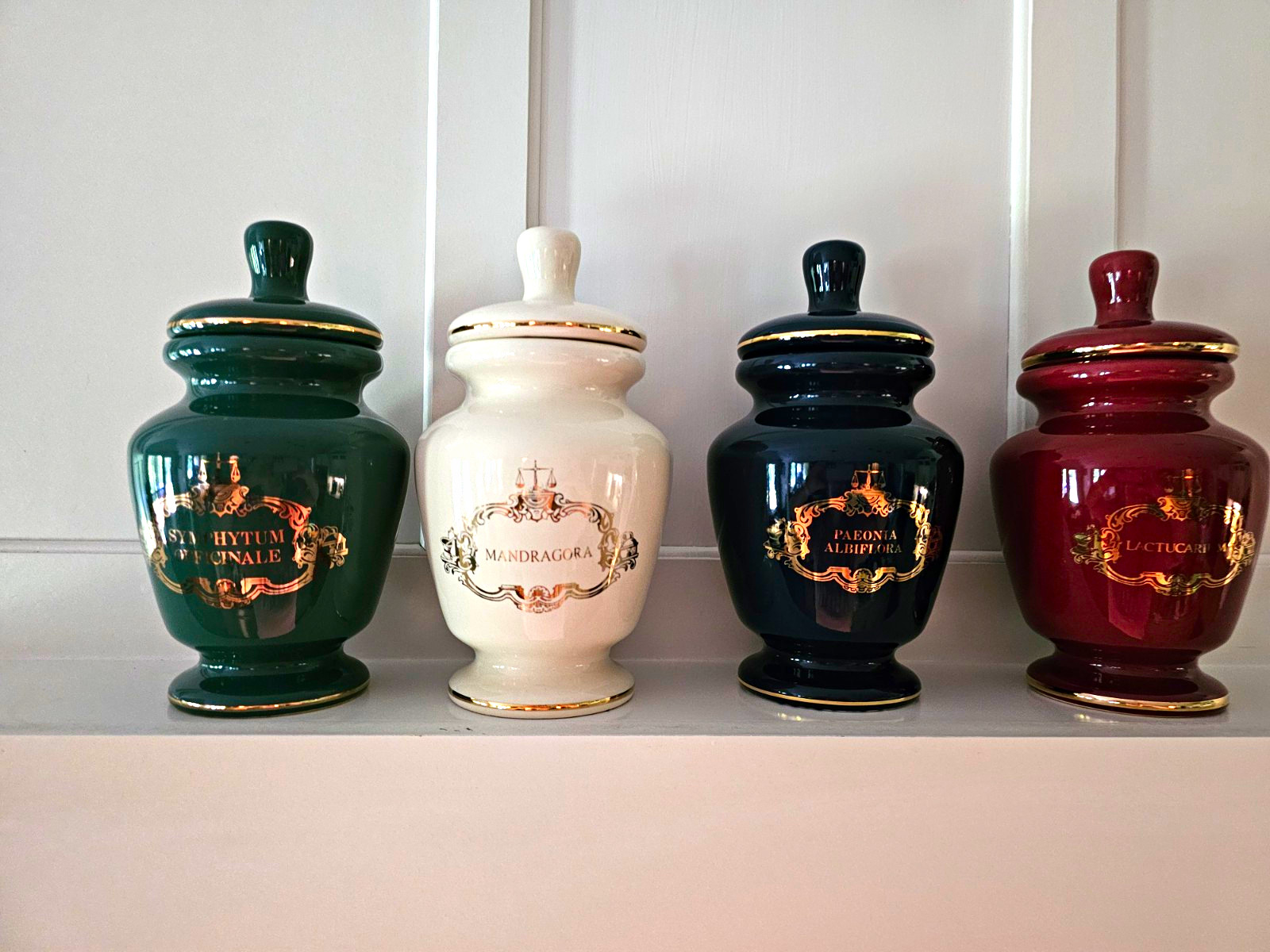Vintage Eli Lilly Pharmaceutical Apothecary Jars - Complete Set of 4 (Numbered)