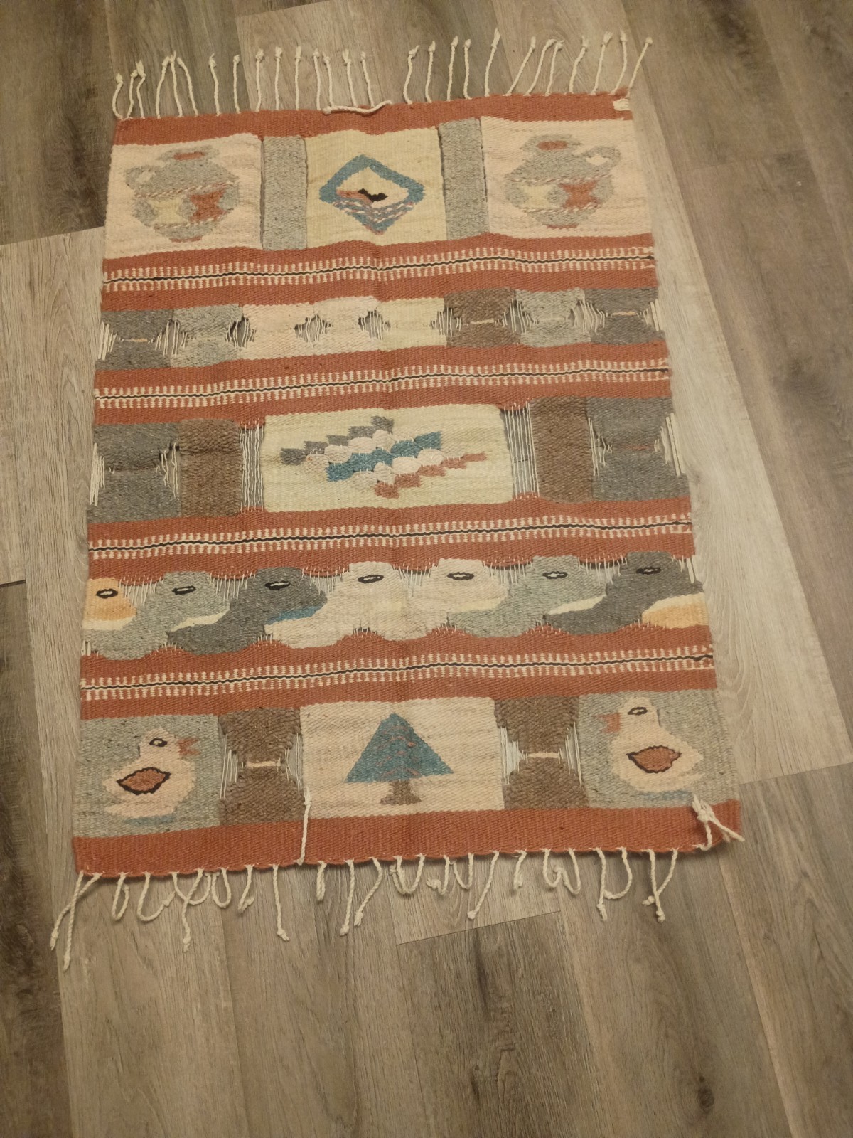vintage mexican hand woven Rug