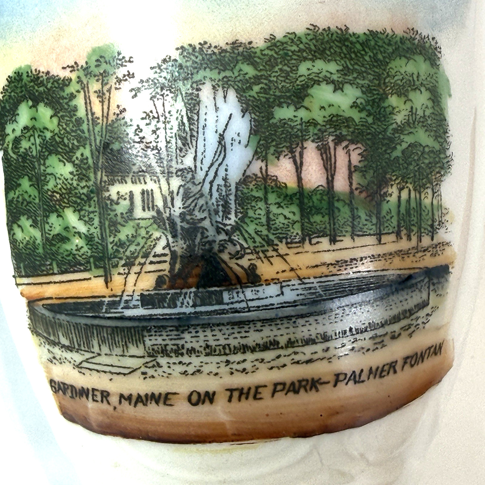 Gardiner MAINE ME Antique Souvenir PALMER FOUNTAIN Painted Trinket China Tea Cup Gardiner MAINE ME Antique Souvenir PALMER FOUNTAIN Painted Trinket China Tea Cup