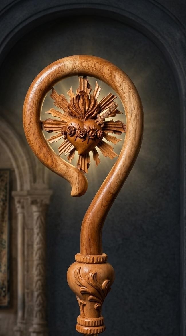 Wood CROZIER Polish Staff Crosier Bishop Quality Craftsmanship, 72