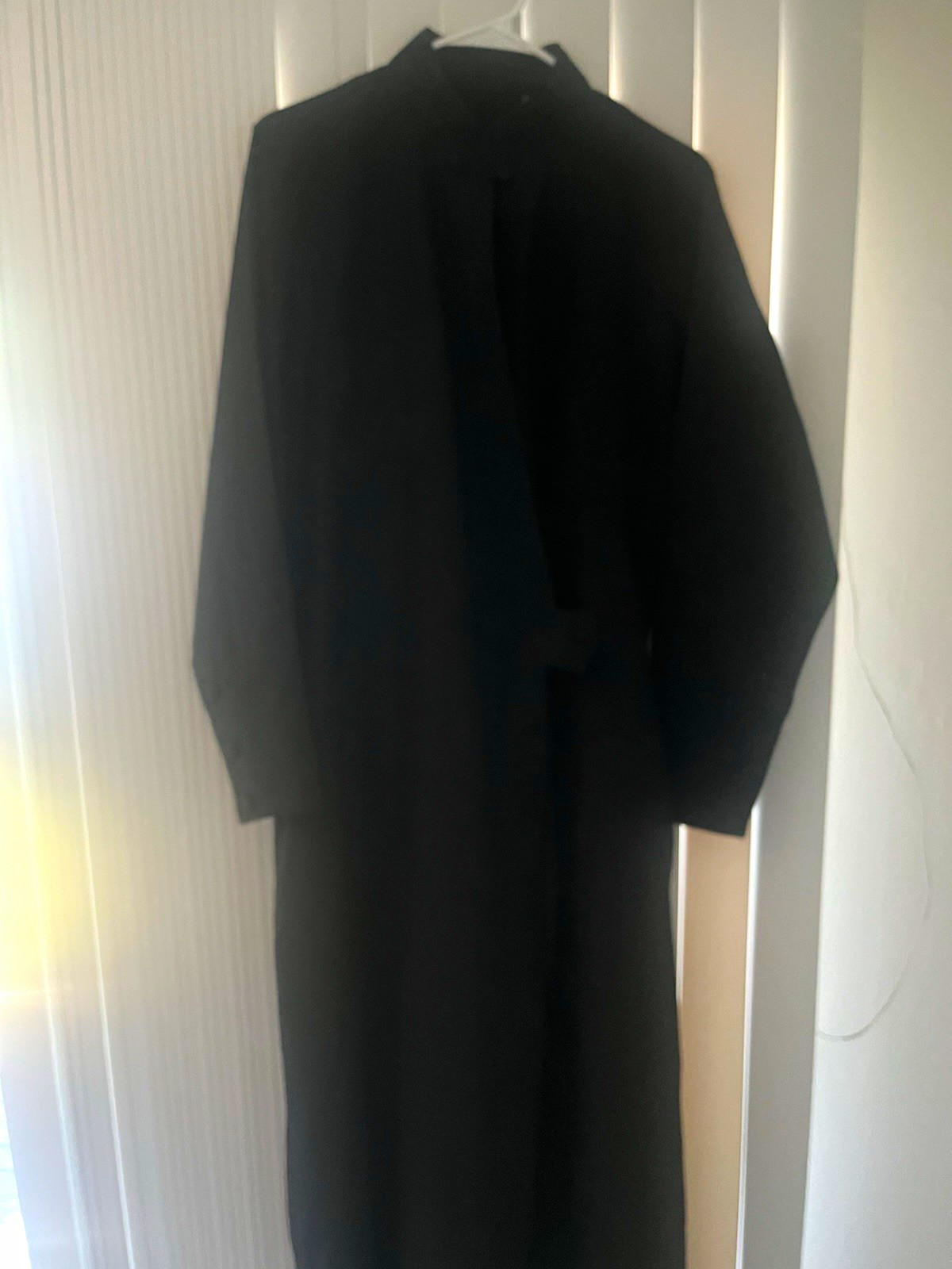 Black Orthodox Cassock Clergy Robe with Embroidered Trim Details (M-L Men\'s)