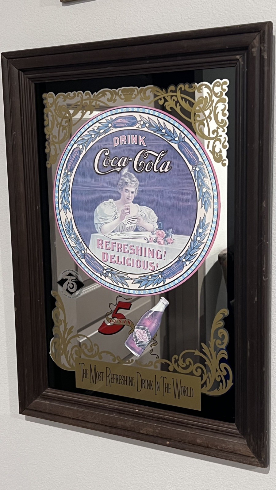 vintage coca cola mirror wall hanging sign