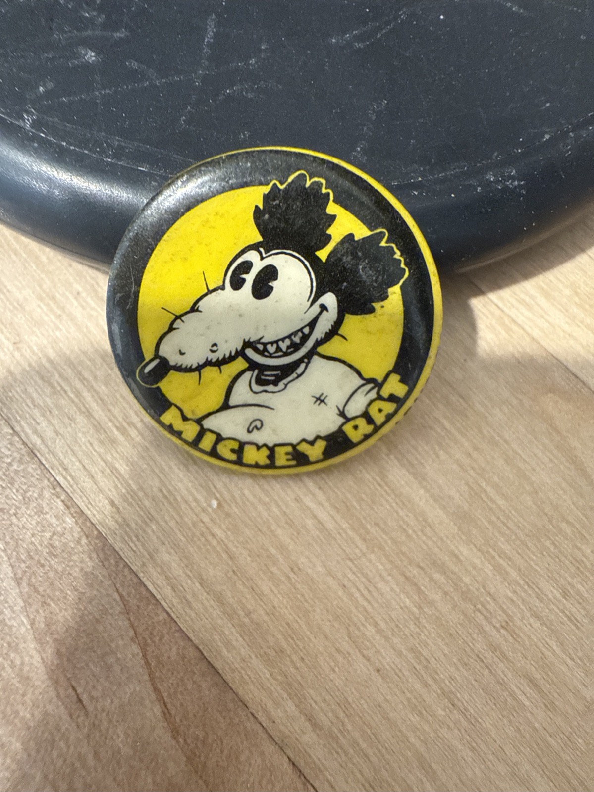 Vintage 1983 MICKEY RAT Pin Pinback Button R. ARMSTRONG Ephemera
