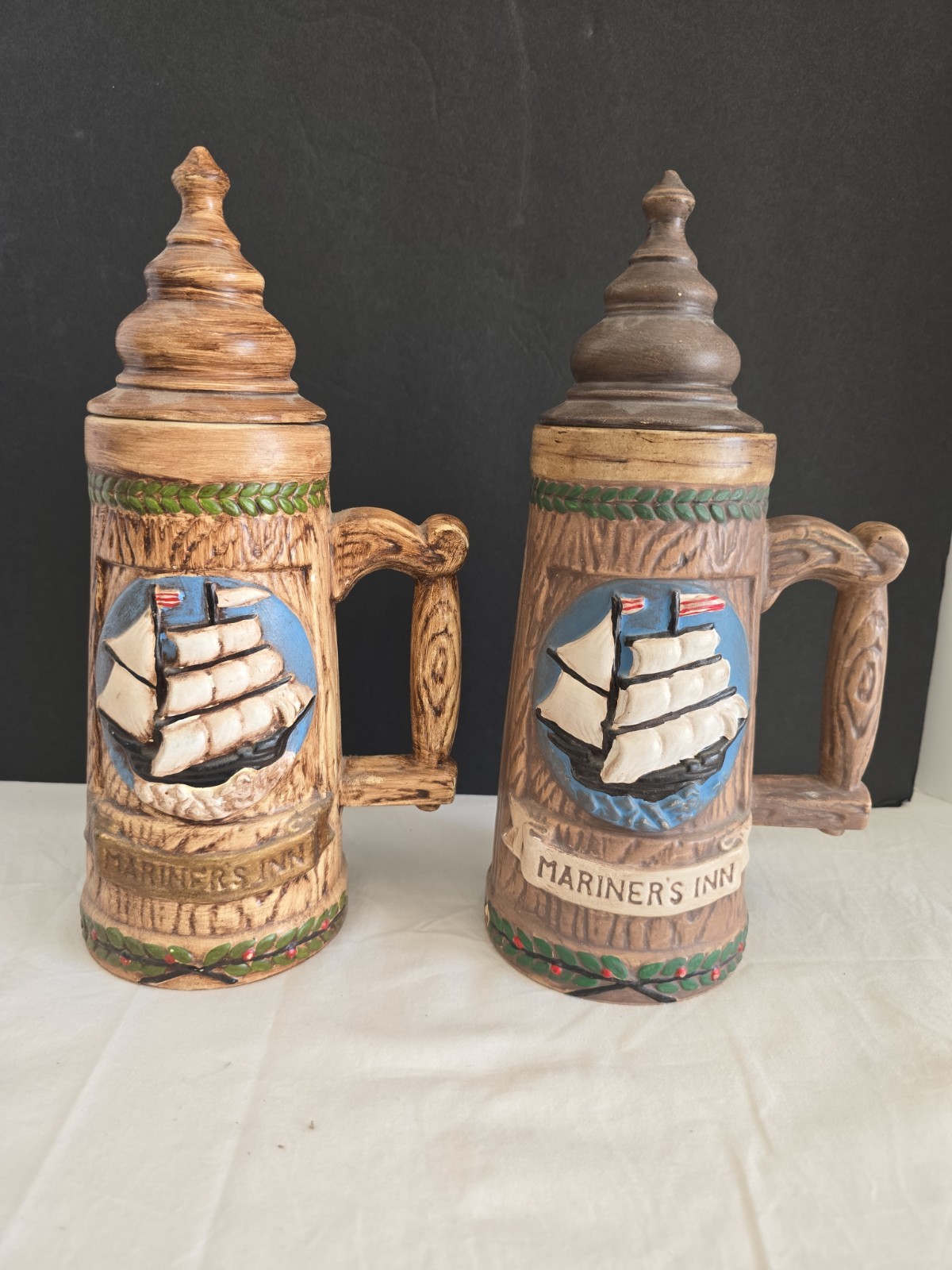 2 Vintage Mariner's Inn Beer Stein Mug Ship Sail 11 2 Vintage Mariner's Inn Beer Stein Mug Ship Sail 11