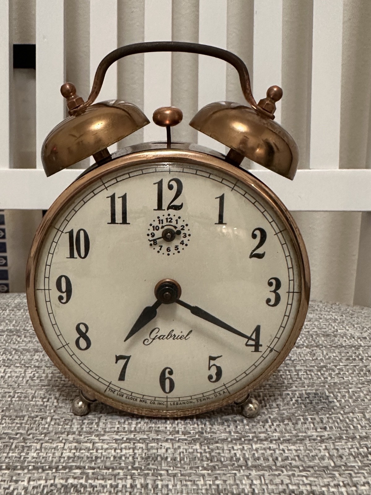 Beautiful Vintage 1950\'s Lux  Gabriel Alarm Clock in Copper * Fully Operational