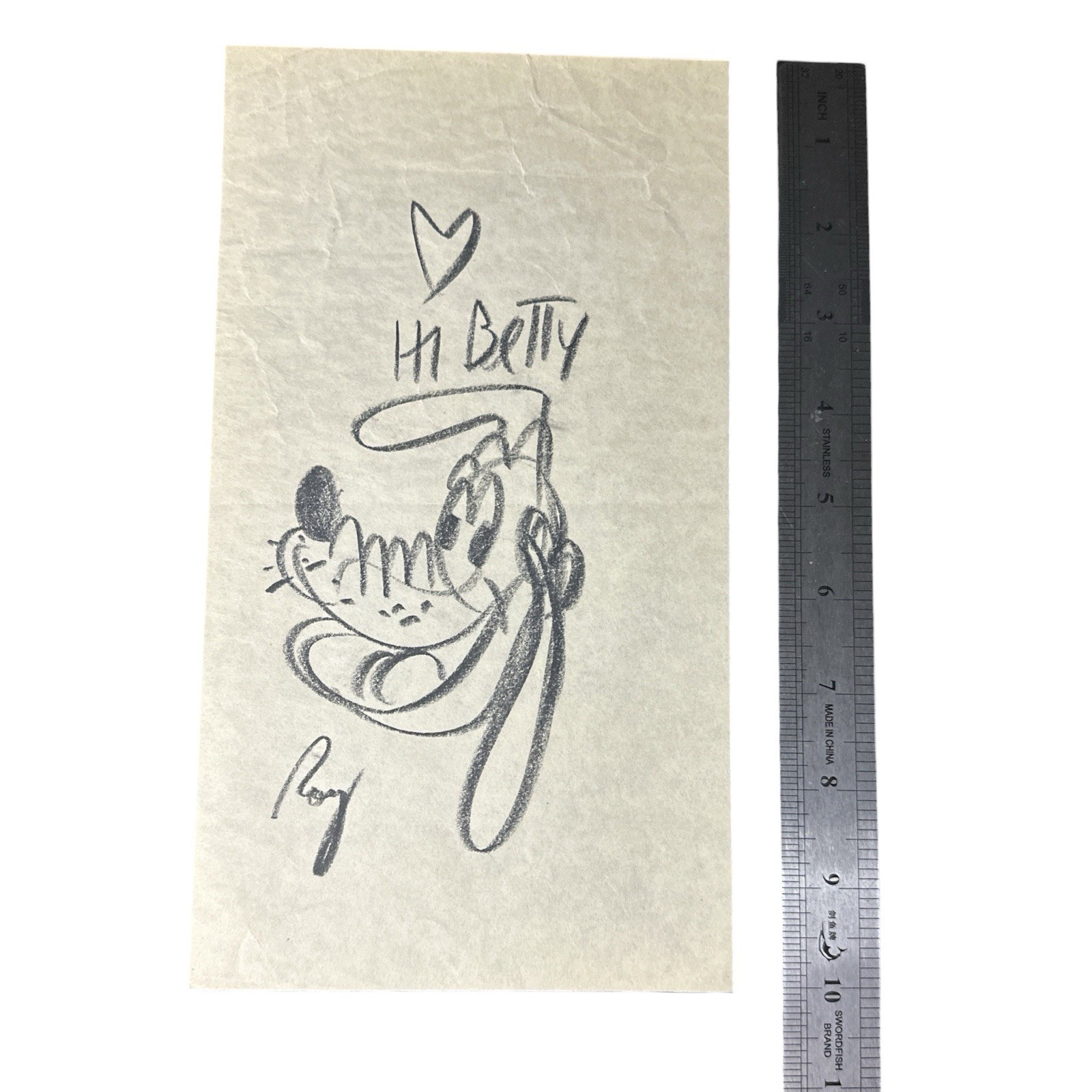Roy Williams ORIGINAL 1960s Disneyland Pluto Sketch Signed Autograph Mouseketeer
