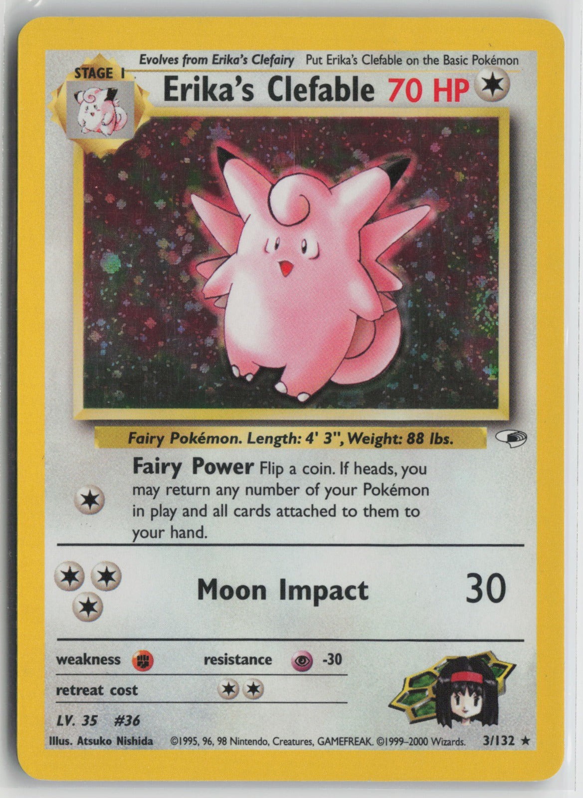 Erika's Clefable Holo Rare Unlimited Holo G1 003/132 LP