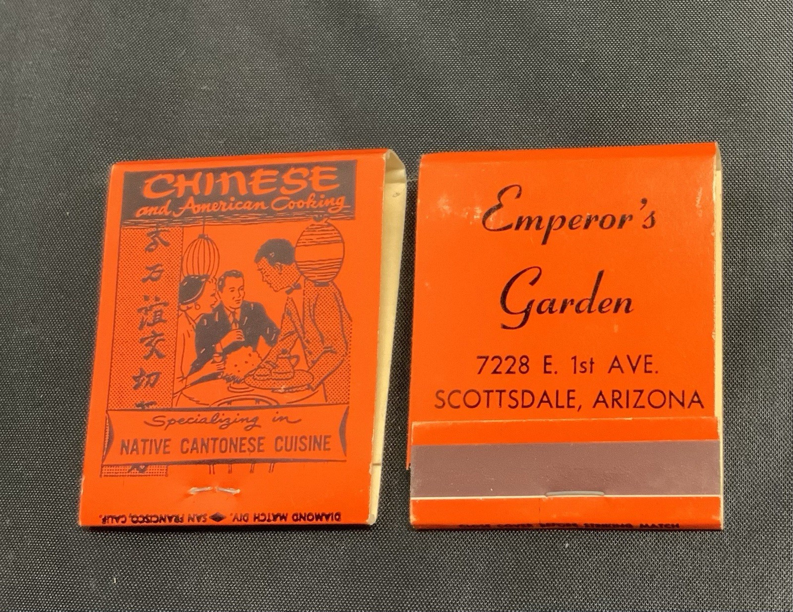 Vintage 1050s Emperor’s Garden Chinese Restaurant Matchbook Scottsdale AZ Lot 6