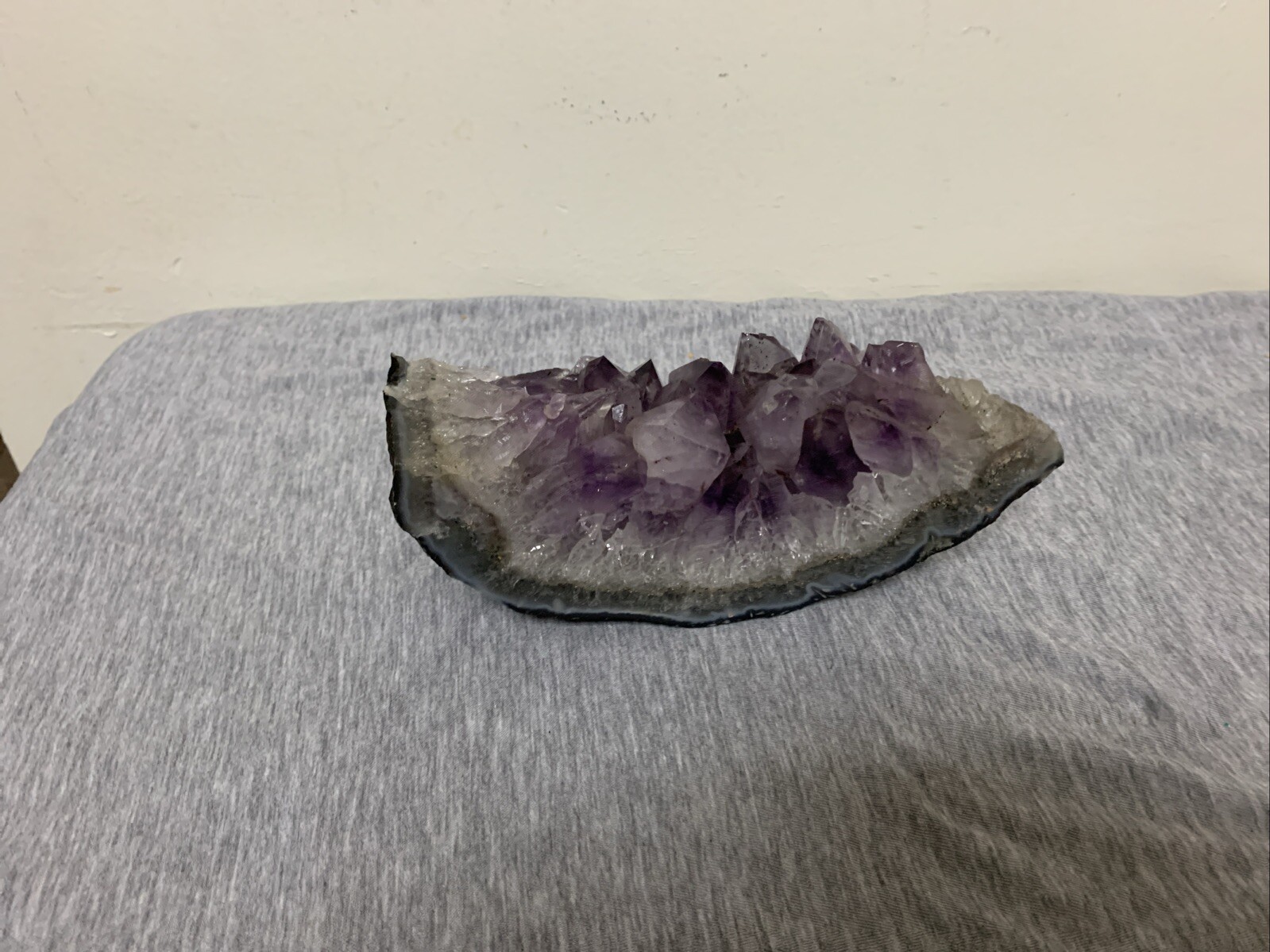 3.3 LB Natural Amethyst Geode Crystal Quartz Decoration Polished Sides