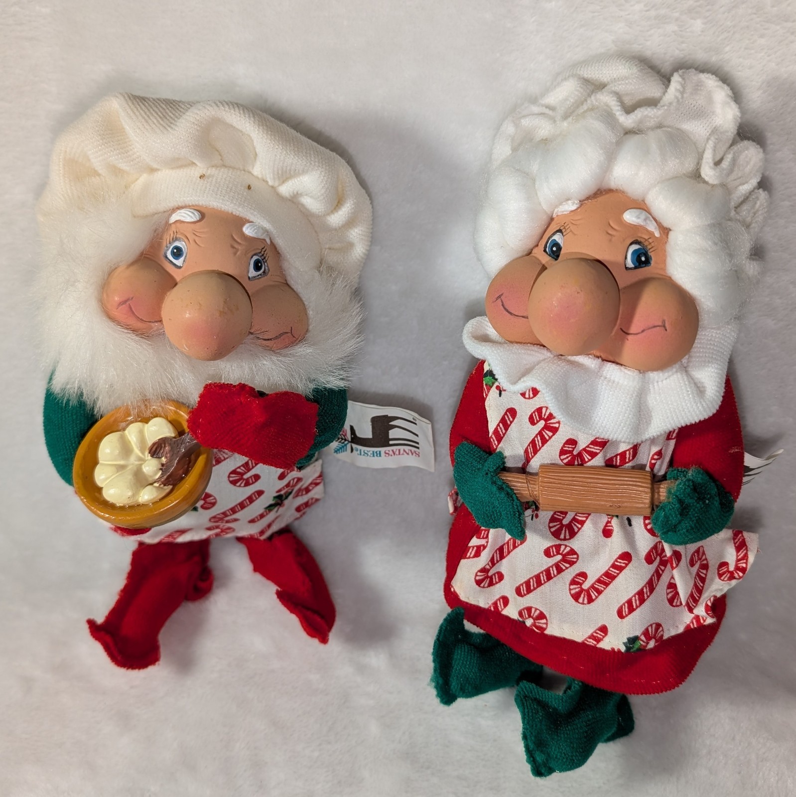 Set 2 Vintage 1992 Christmas Santa’s Best Santakins Mr. Mrs. Clause Baking Elves