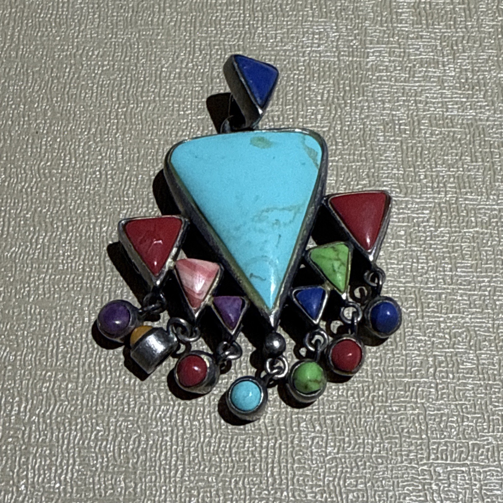 VTG Native American Multi-Stone Sterling Pendant
