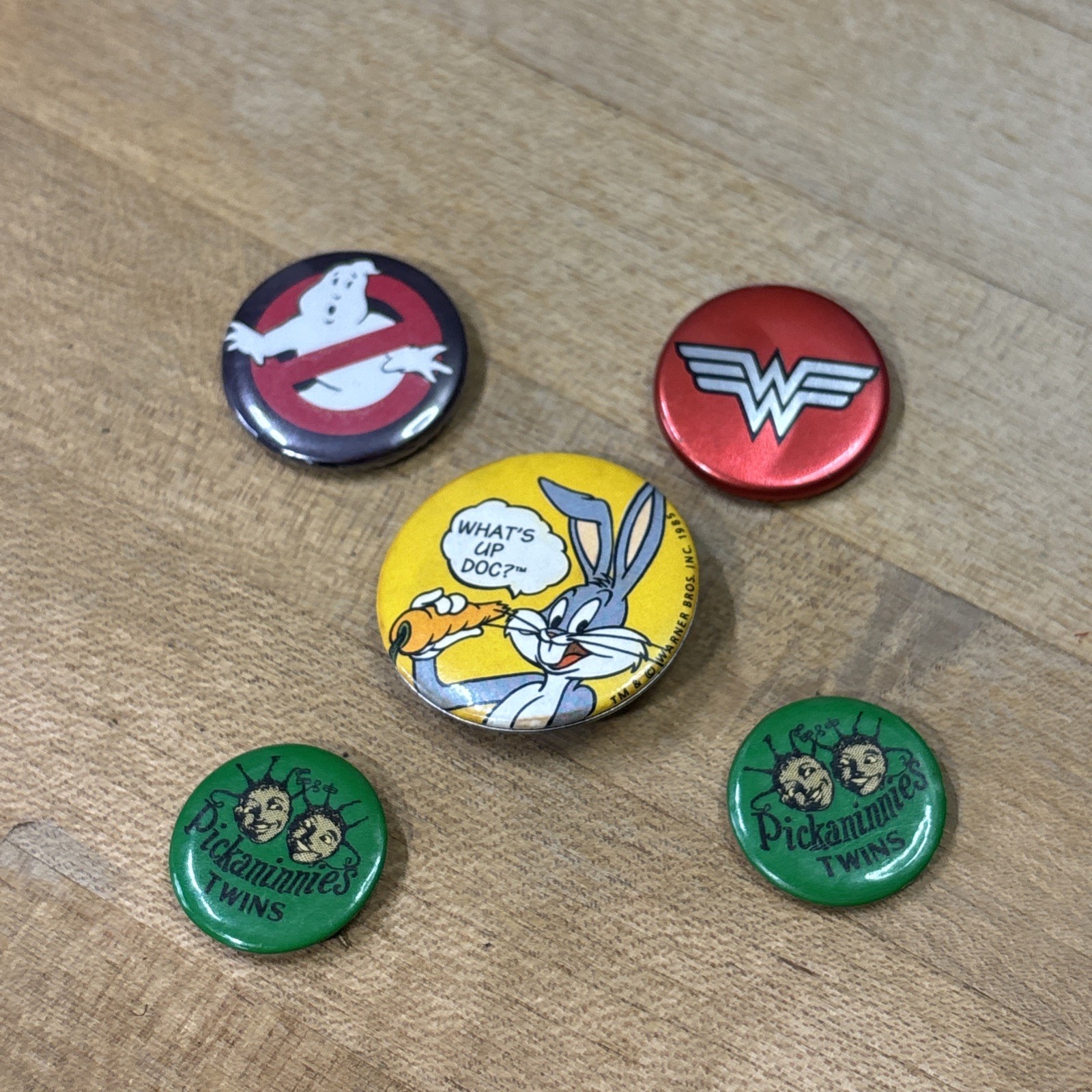 Vintage 1970s 1980s Pinback Buttons Lot of 5 Ghostbusters Wonder Woman Retro Vintage 1970s 1980s Pinback Buttons Lot of 5 Ghostbusters Wonder Woman Retro