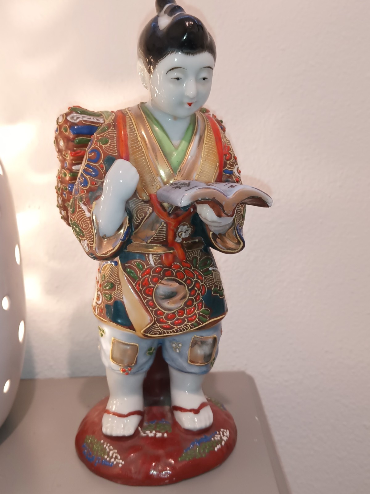 Vintage Japanese Male Doll Pottery Kutani Ceramic Figurine Japan