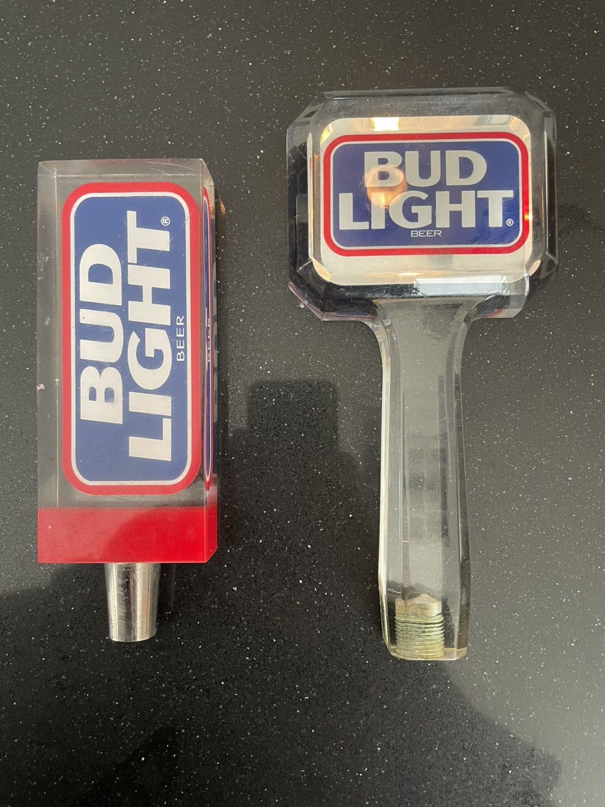 Vintage Estate Bud Light Acrylic-Lucite Tap Handle Lot of 2 Budweiser, Bud Vintage Estate Bud Light Acrylic-Lucite Tap Handle Lot of 2 Budweiser, Bud