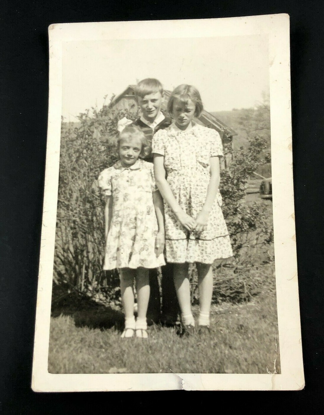 Vintage Antique 1920s 30s Farm Kids Real Photograph Original Photo Barn Rural 