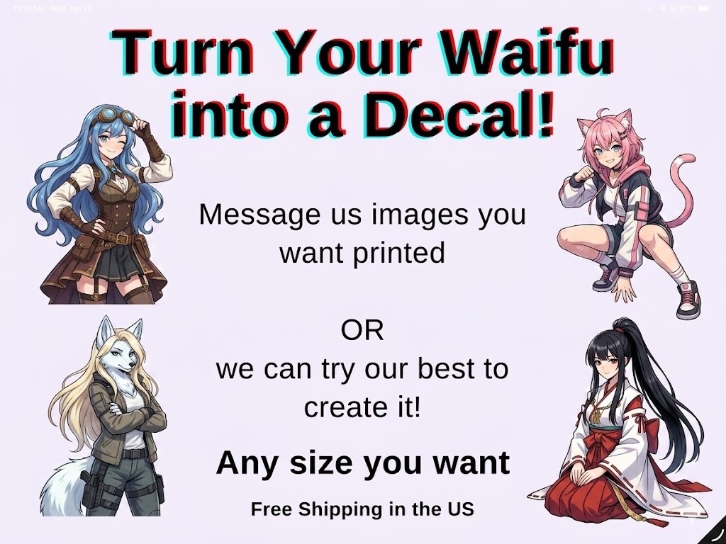 Custom Waifu Weatherproof Anime Sticker 6 Custom Waifu Weatherproof Anime Sticker 6
