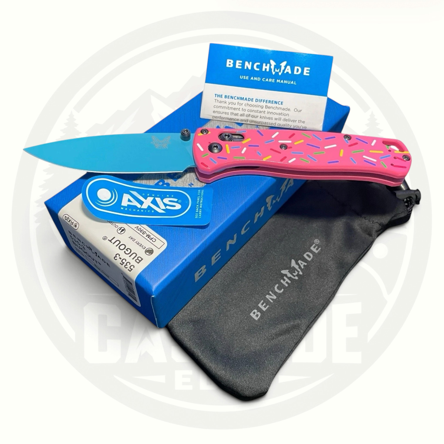 Benchmade 535 Bugout Donut Sprinkle Pink Blue S30V AXIS Lock Custom EDC Knife