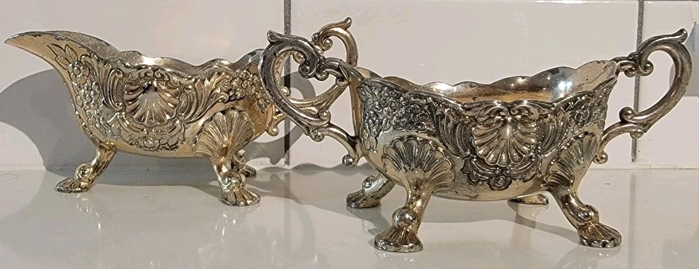 Vintage CONDISCO French Antimony Cream & Sugar Rococo Style Lot of 2
