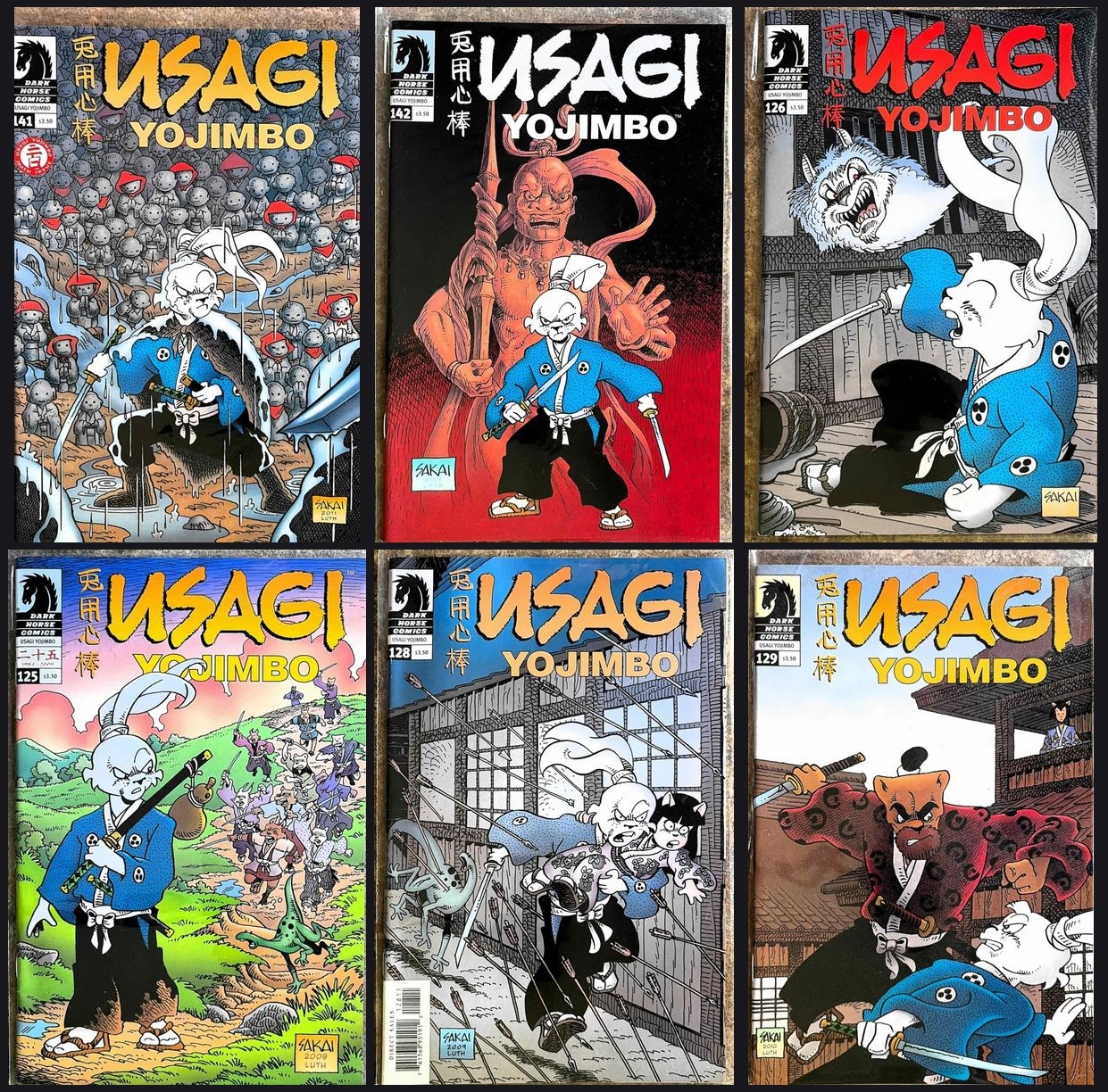 Usagi Yojimbo #125-126, 128-129 Comic Book Lot 4 Issues Dark Horse 2009-2010