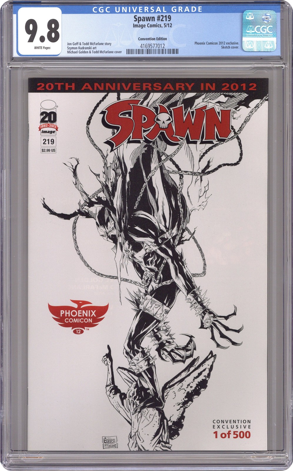 Spawn #219B Golden Phoenix B&W Variant CGC 9.8 2012 4169577012