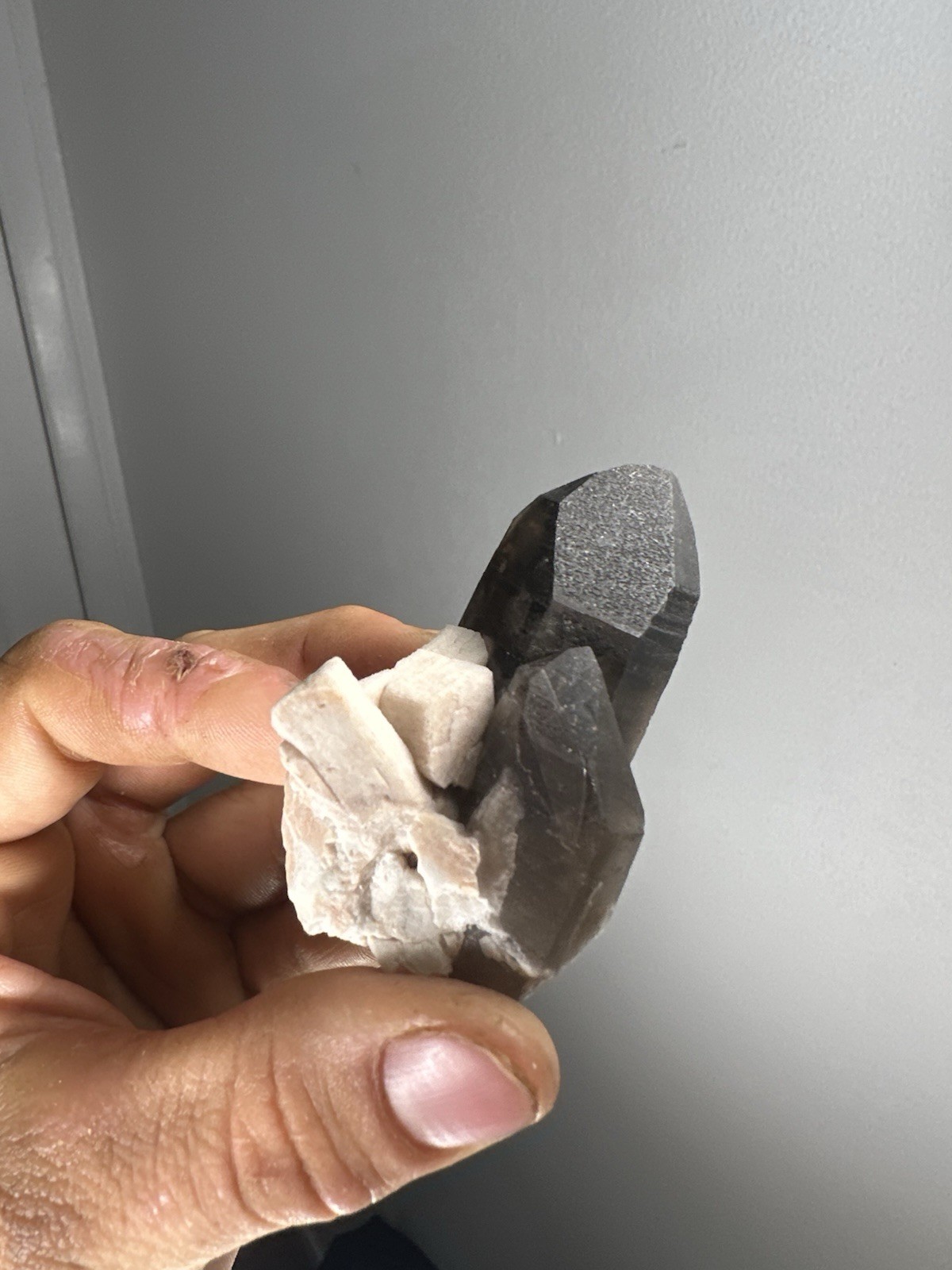 Super Aesthetic Matte Black Smokey Quarts With Feldspar From The Tarryall Mts