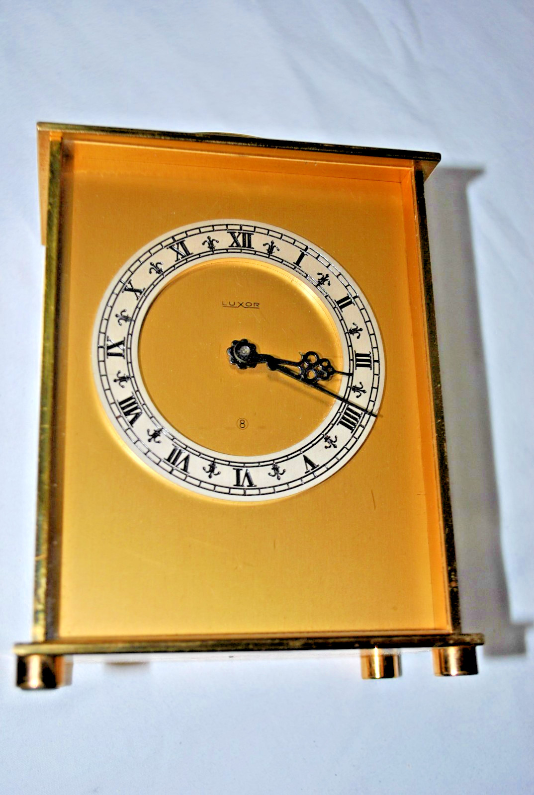 LUXOR STUNNING VINTAGE SWISS 8 DAY DESK CLOCK WORKING READ