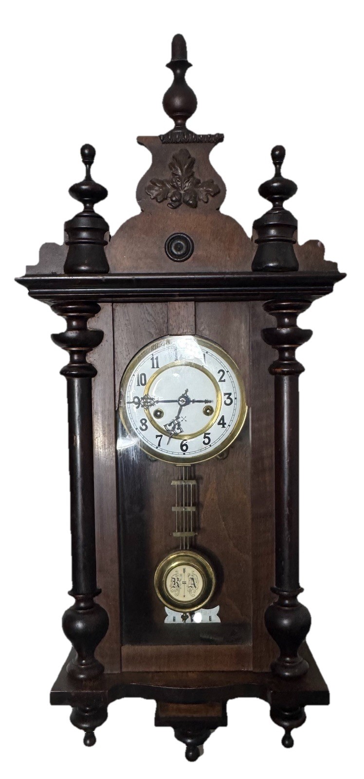 Antique  Hamburg American Company Walnut Vienna  Style Clock Fully Serviced