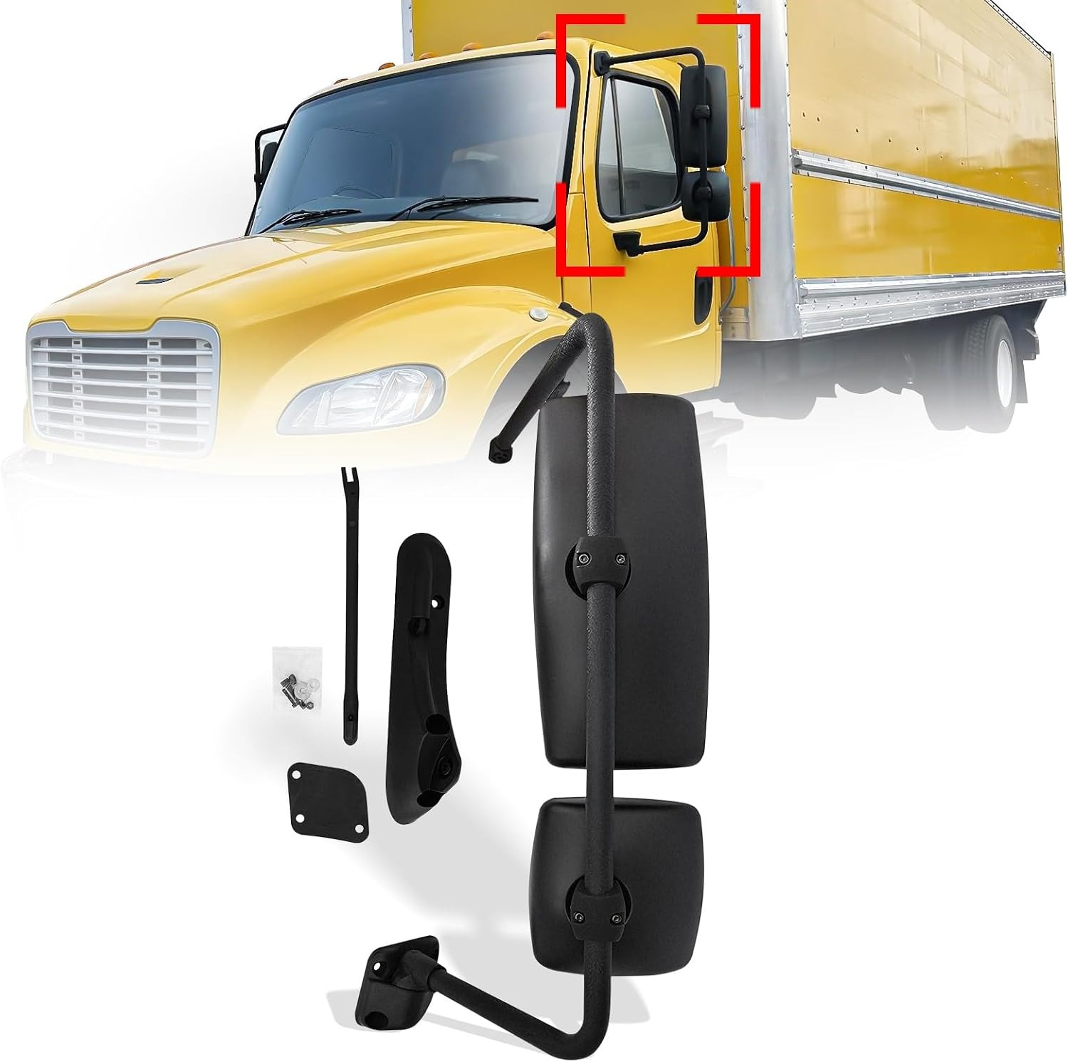 Black Door Mirror with Arm Assembly for INTERNATIONAL 4300 4400 7400 7600 8500 8
