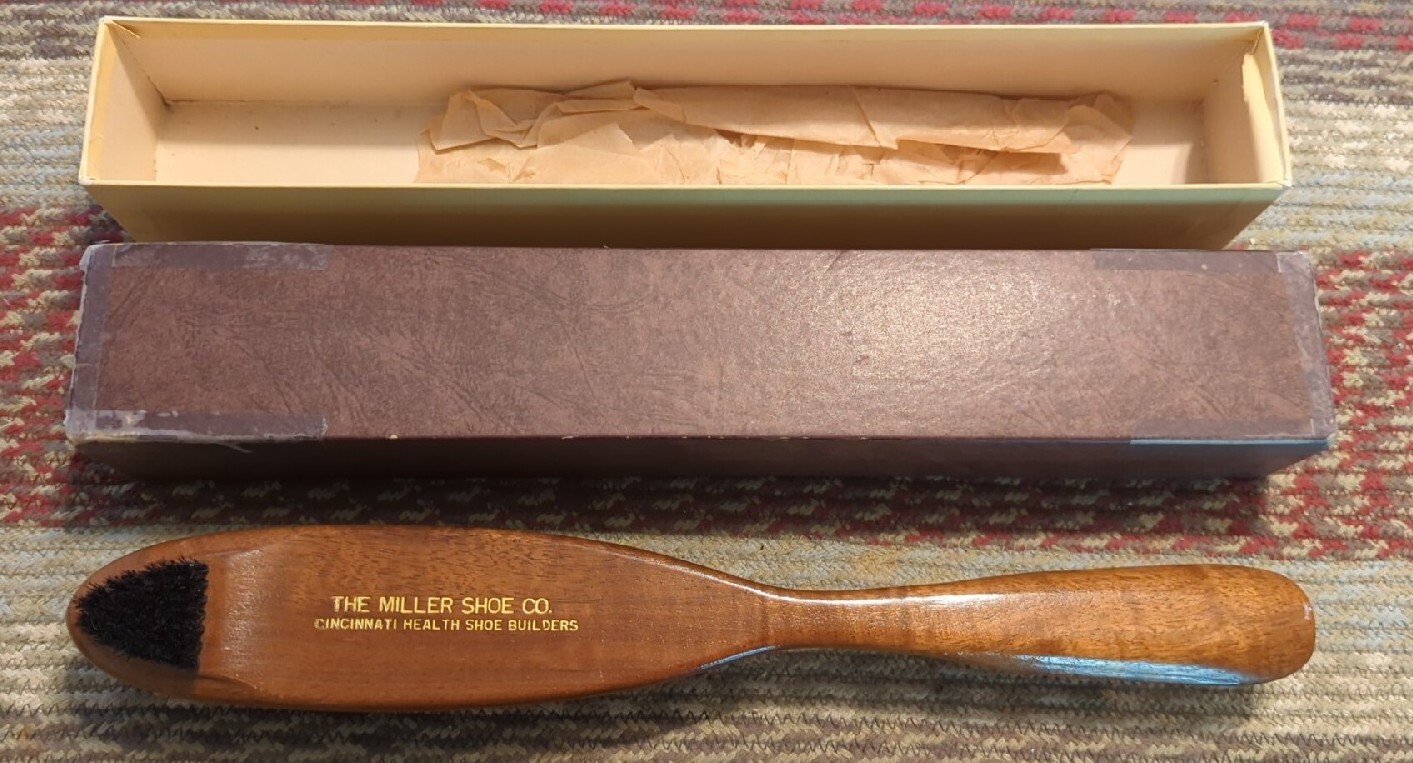 Vintage The Miller Shoe Company Cincinnati Advertising Wooden Brush & Shoe Horn Vintage The Miller Shoe Company Cincinnati Advertising Wooden Brush & Shoe Horn