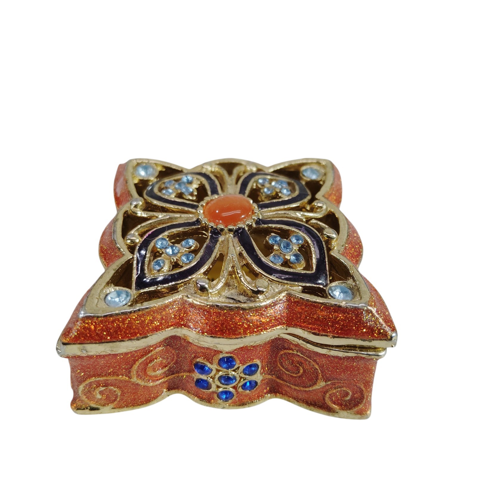 Vintage Qifu Hinged Jeweled Enameled 2\ Vintage Qifu Hinged Jeweled Enameled 2\