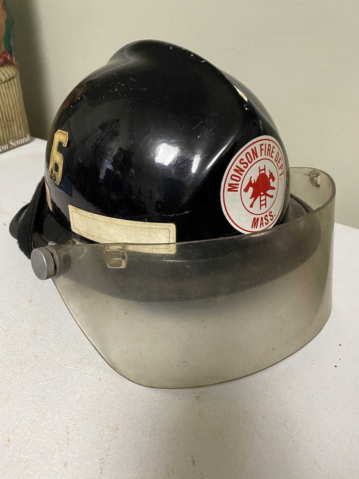 Vintage Fireman’s Helmet  Monson Fire Dept. Cairns & Bros Helmet