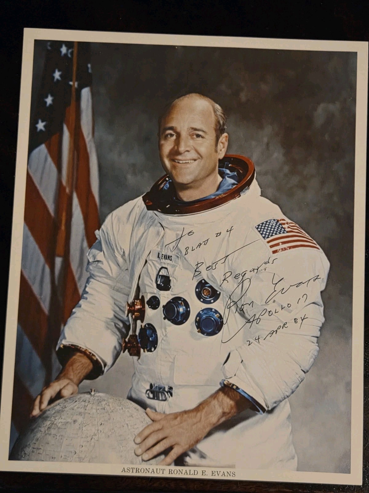 RON EVANS signed Photo APOLLO 17 NASA Moon ASTRONAUT original 8.5x10 NASA Litho