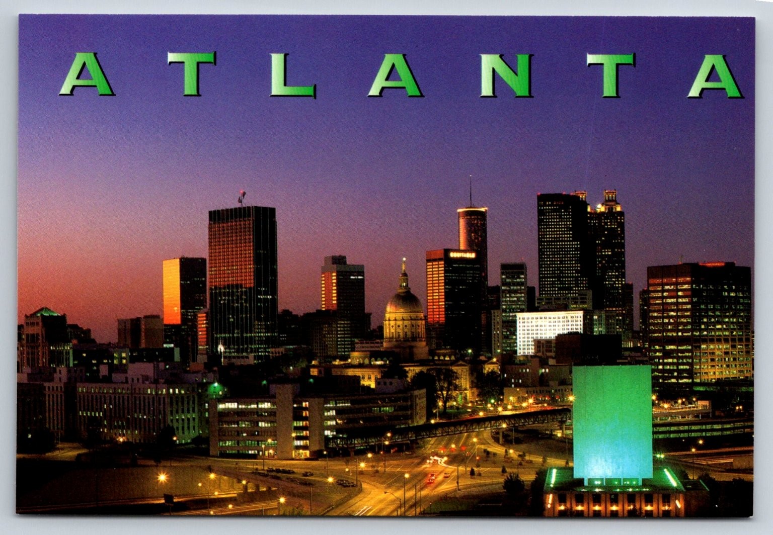 Atlanta Georgia Night Skyline Postcard The Postcard Factory L. Fisher Photo
