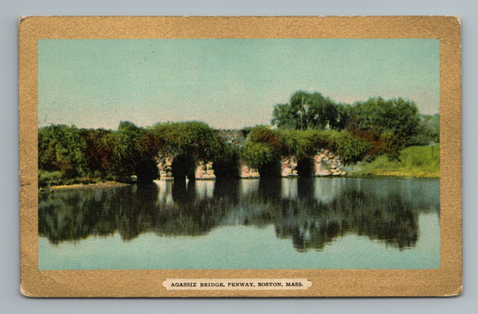 La France Shoes Ad Agassiz Bridge Fenway Gold Border Boston MA Vintage Postcard La France Shoes Ad Agassiz Bridge Fenway Gold Border Boston MA Vintage Postcard
