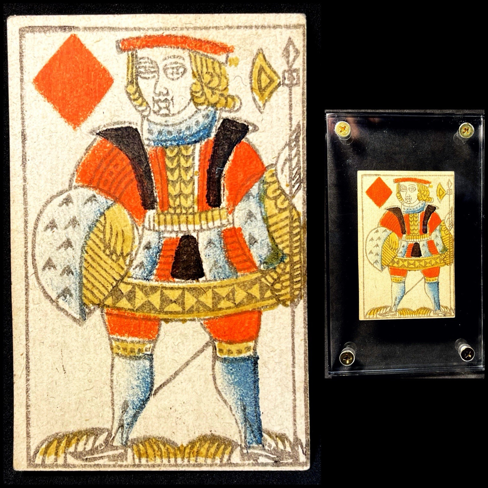 1700’s Historical High Grade Woodblock Printed Knave Antique Poker Playing Card