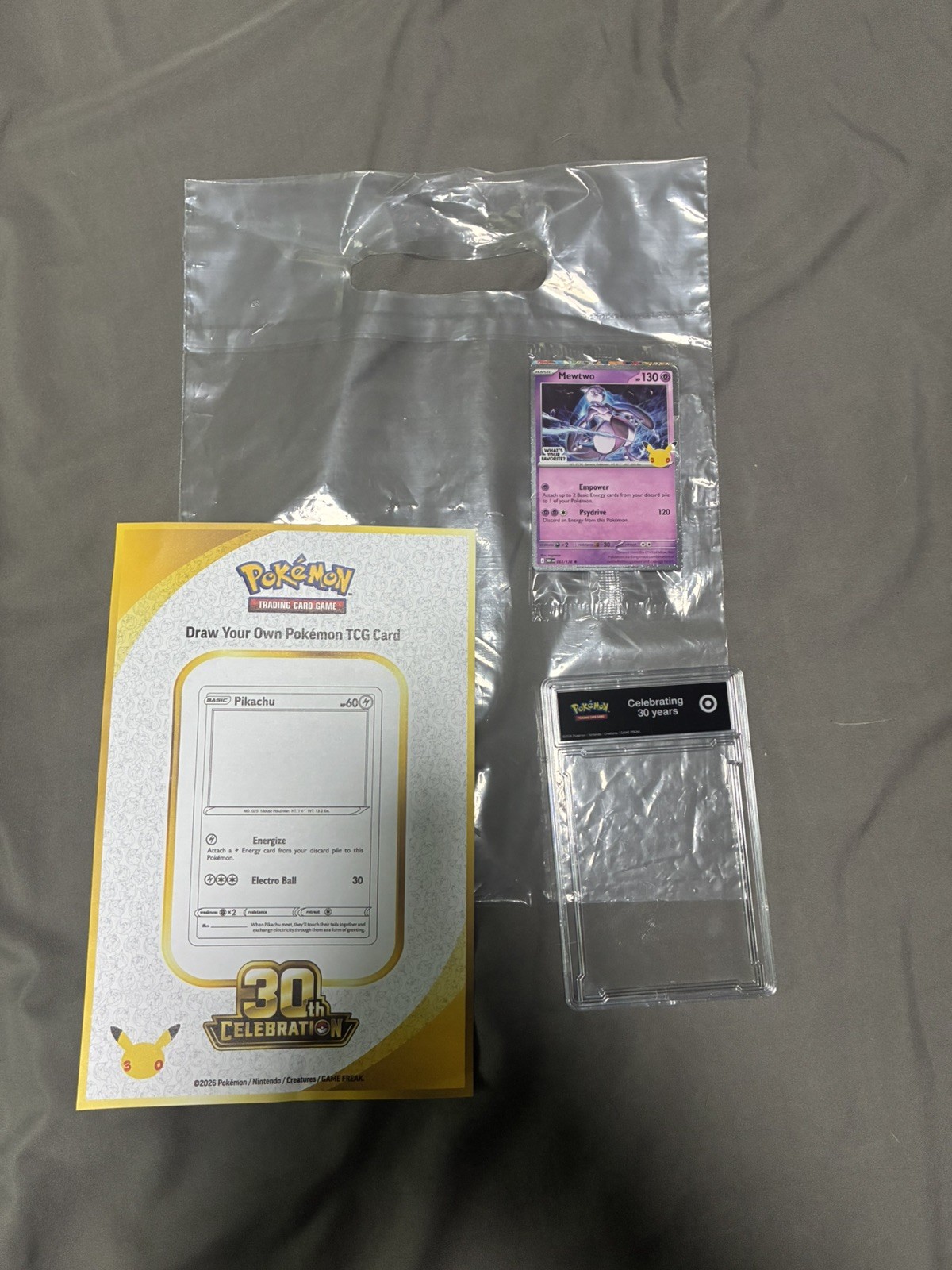 Mewtwo Promo Target 30th Celebration & Draw Your Own Pokemon TCG Card Set 