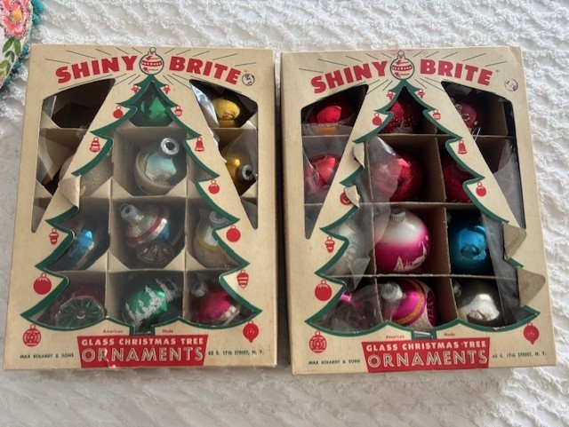 Vintage Shiny Brite Stencil and Hand Painted Christmas Ornament lot of 23