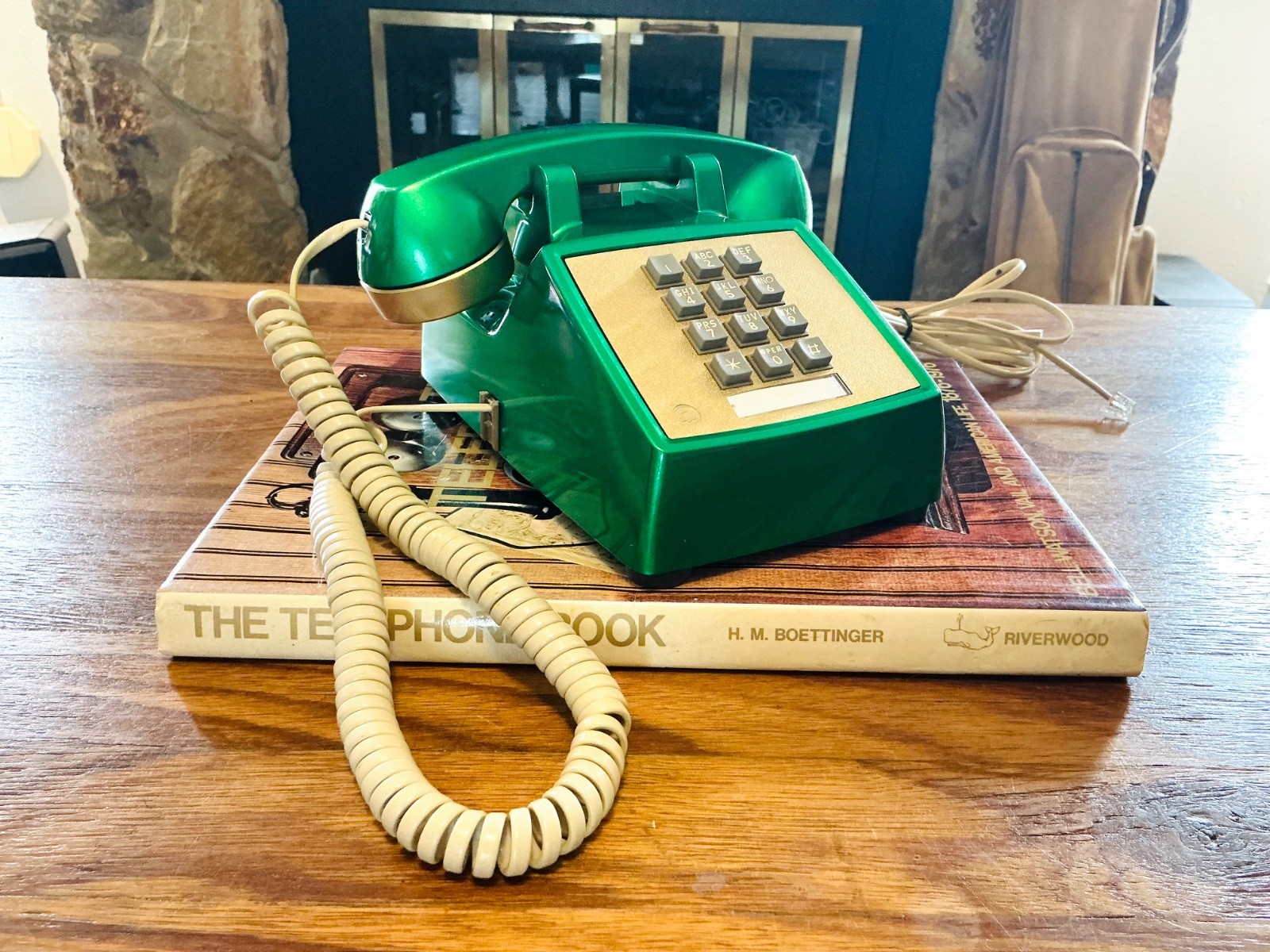 WORKING Western Electric  Telephone Vintage Metallic Emerald Green Gold