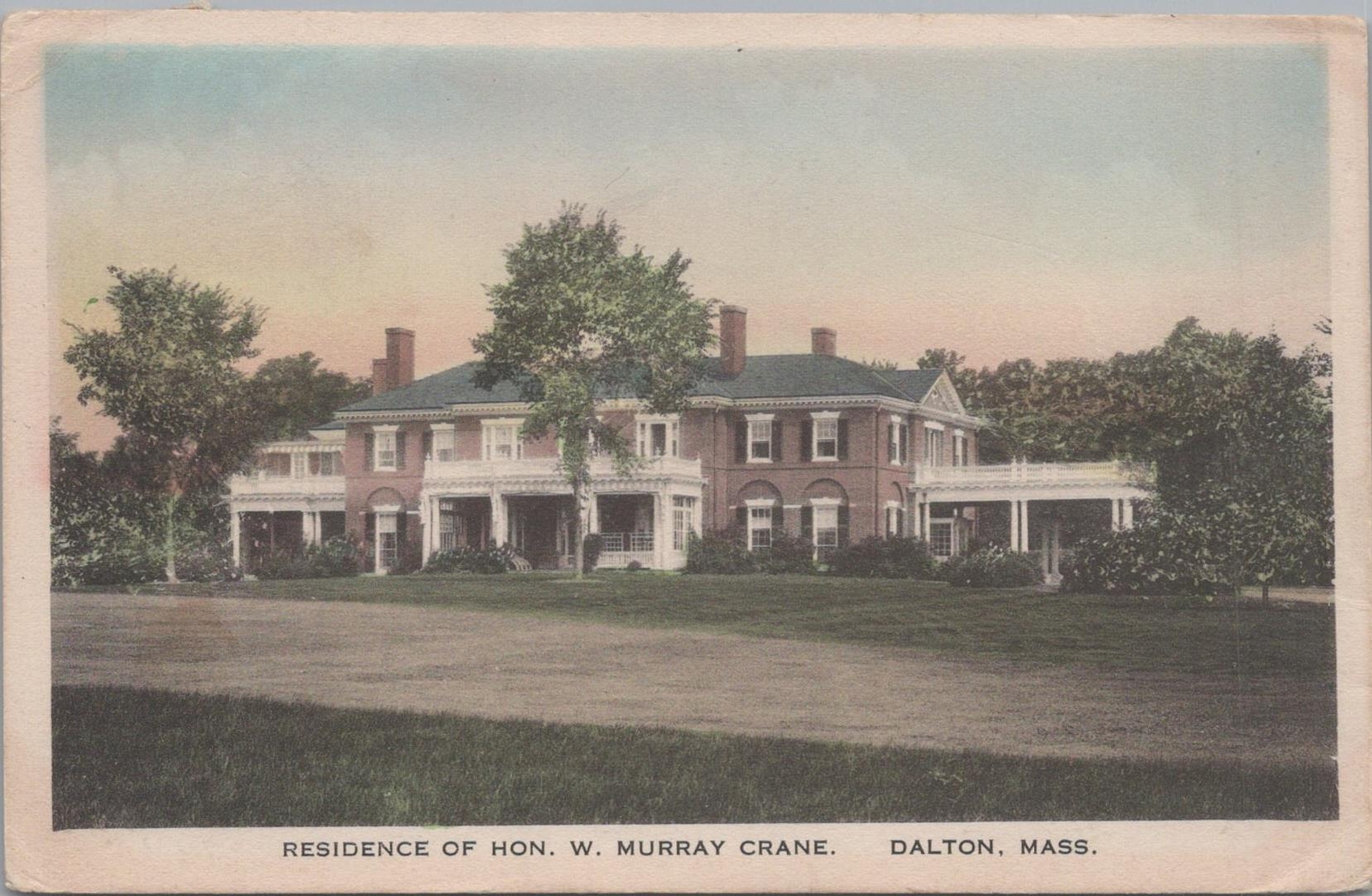 Postcard Residence of Hon W Murray Crane Dalton MA Postcard Residence of Hon W Murray Crane Dalton MA