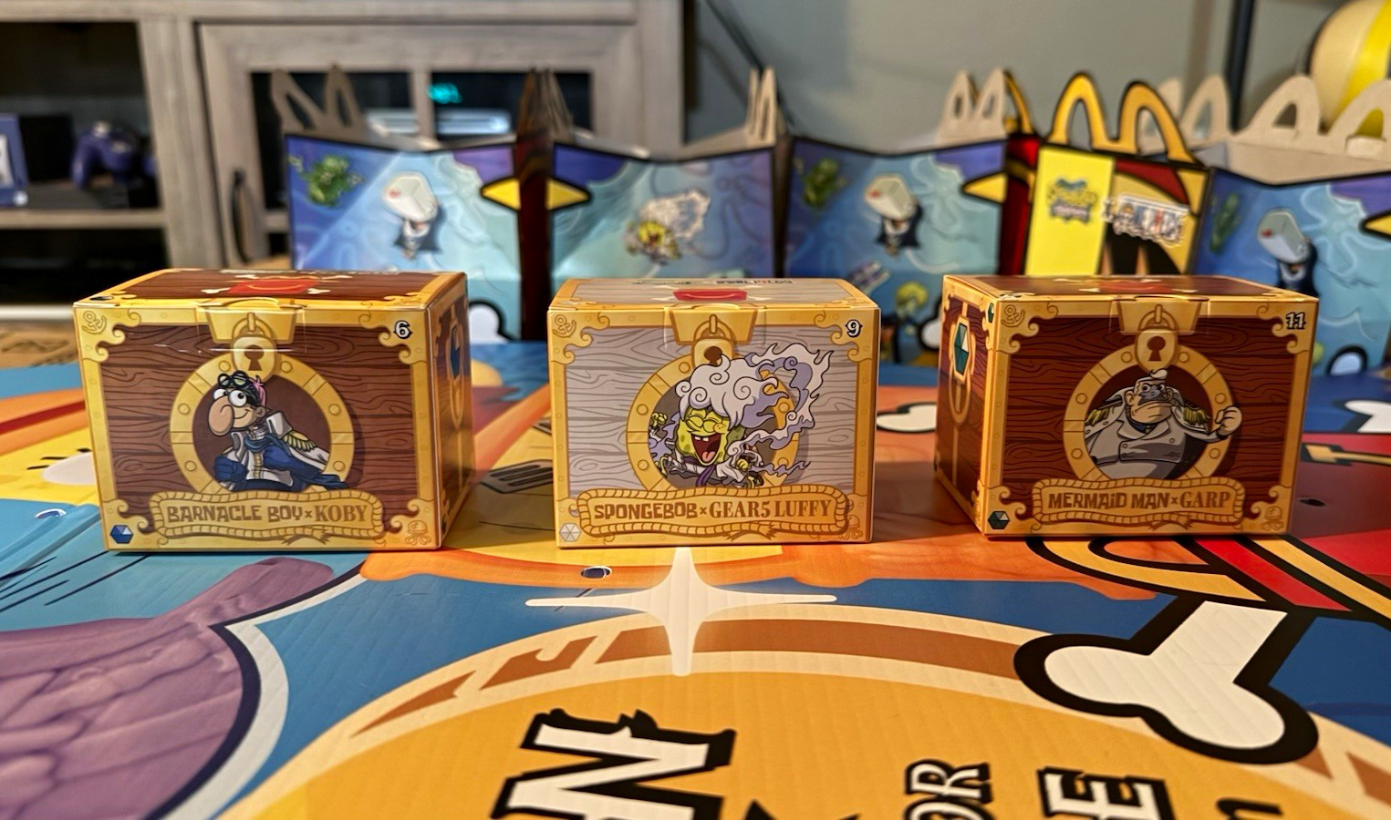 McDonald’s SpongeBob One Piece Gear 5 Luffy Garp Koby 3 Toy Set 2026 Happy Meal 