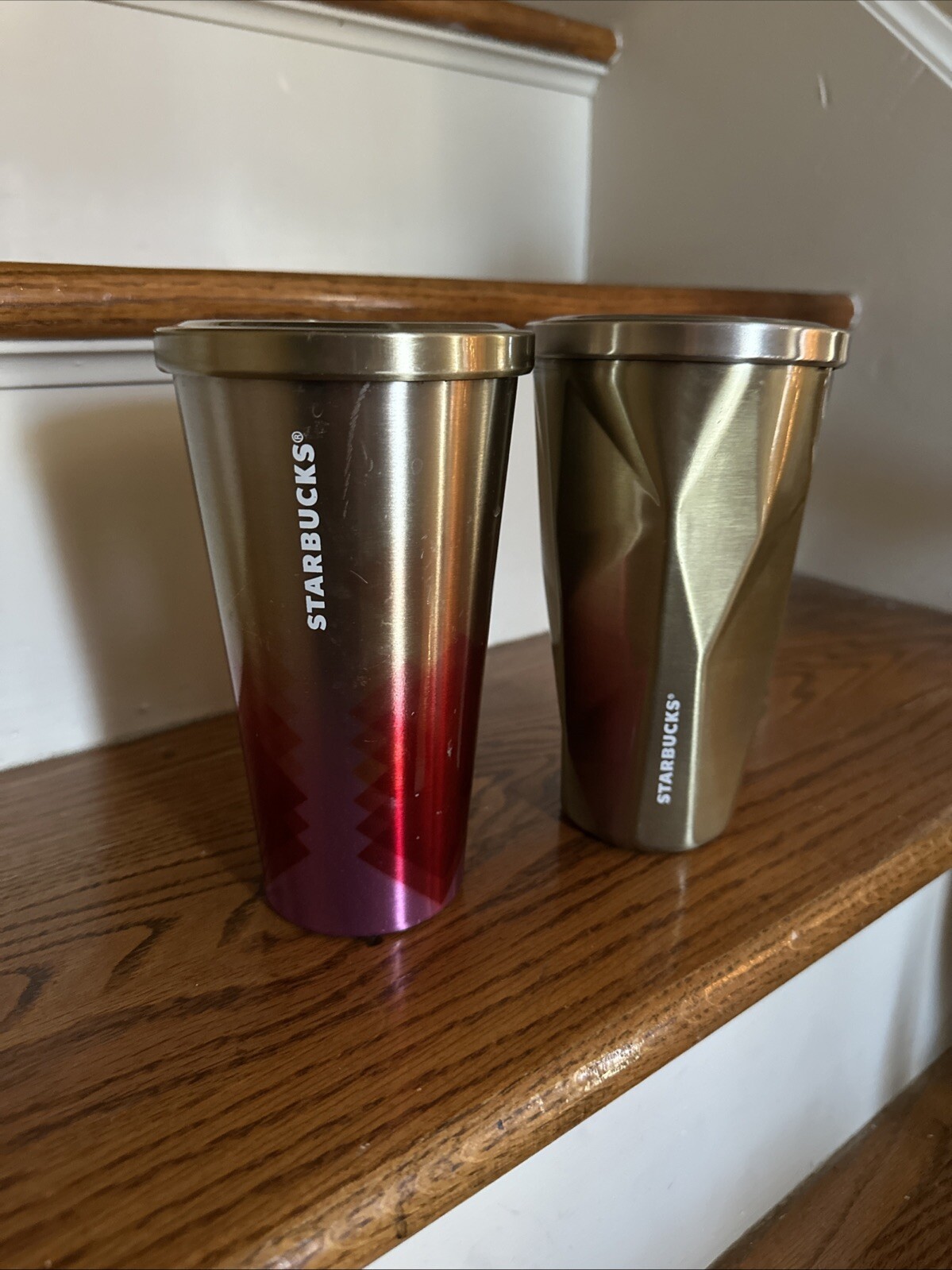 STARBUCKS Coffee Latte Iced Hot Cold Cup Mug Metal Lid SET 2 Bid 4 CHARITY❤️288 STARBUCKS Coffee Latte Iced Hot Cold Cup Mug Metal Lid SET 2 Bid 4 CHARITY❤️288