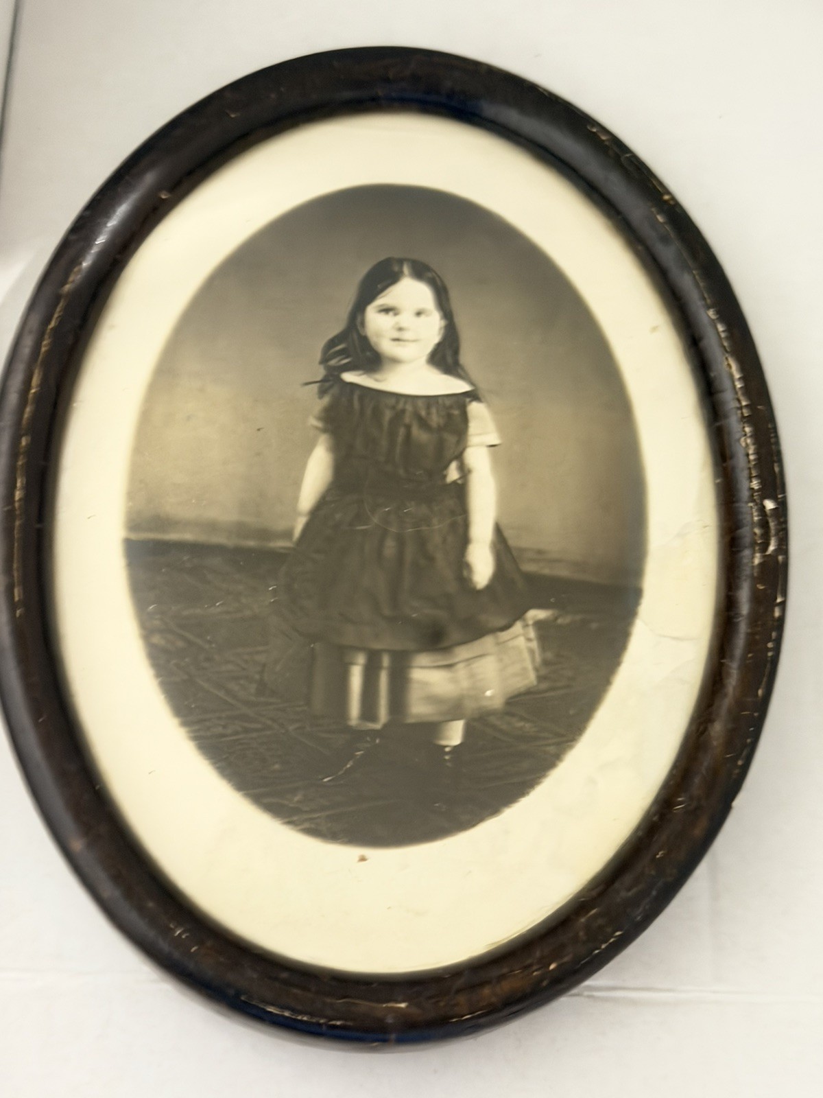 Antique Victorian Gothic Little Girl Unidentified-New England-Heavy Wear Frame Antique Victorian Gothic Little Girl Unidentified-New England-Heavy Wear Frame