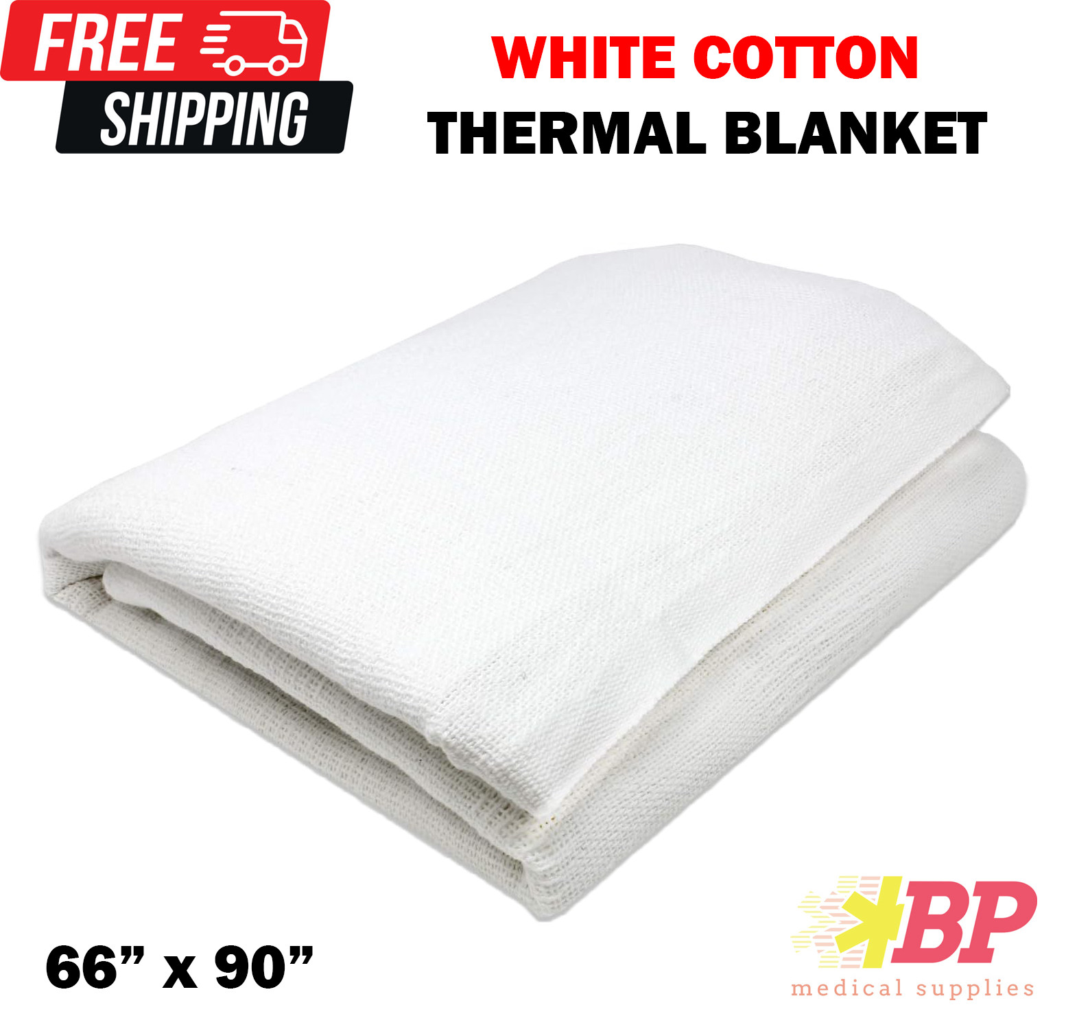 EverOne White Cotton Thermal Blanket - 66” x 90”