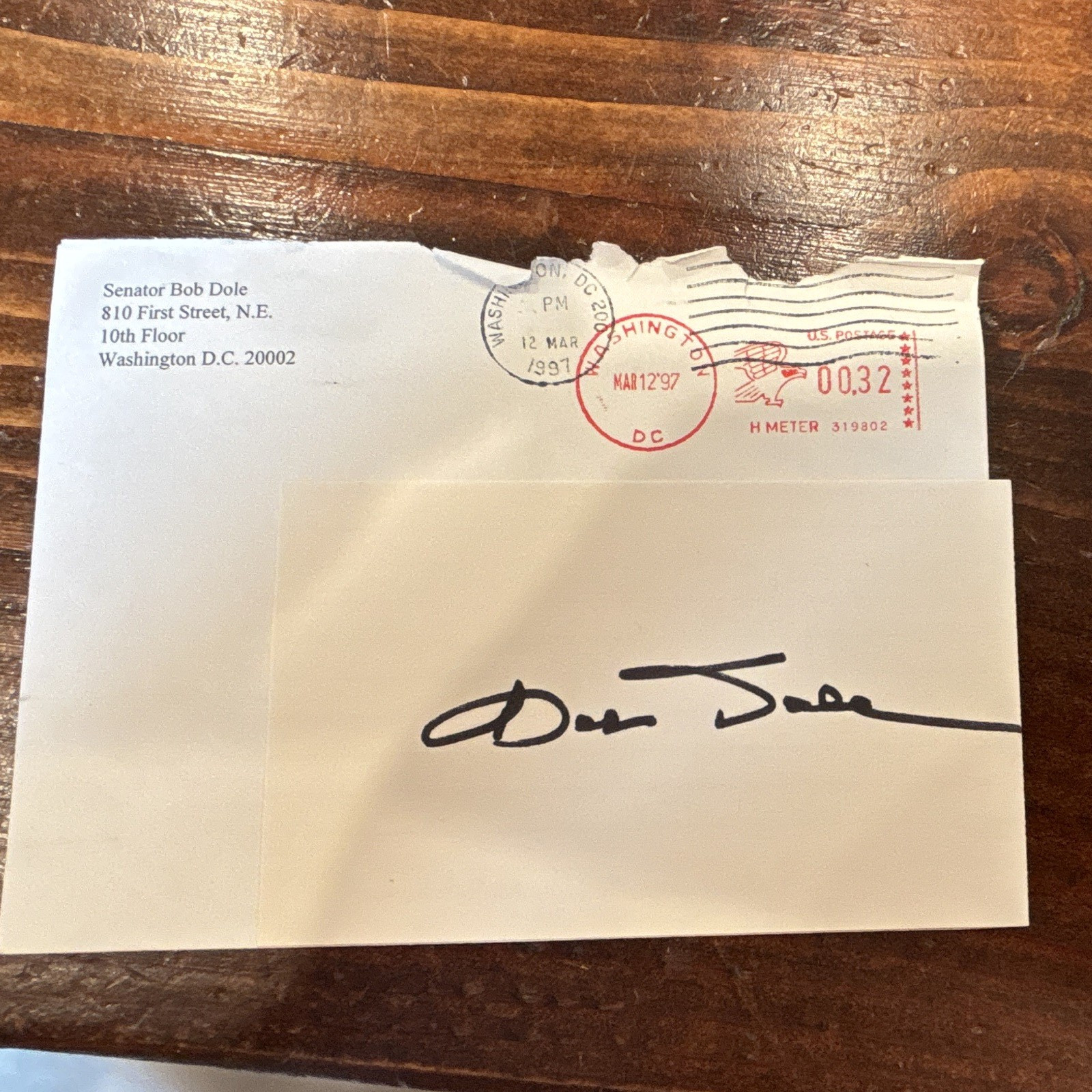 Senator Bob Dole Autographed Card- Vintage Political Memorabilia