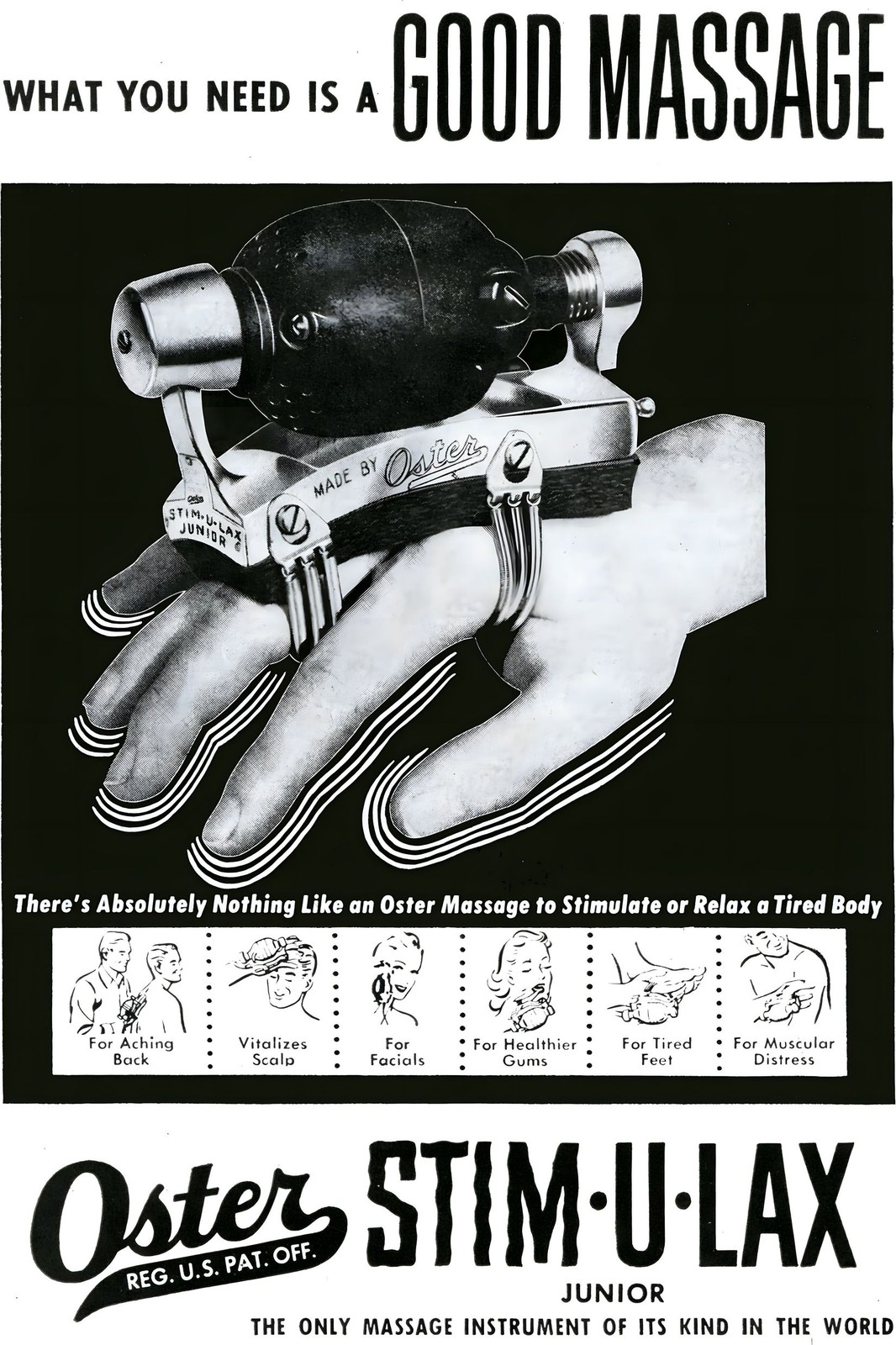 🗞️ Vintage Massage Poster - Oster Stim U Lax Ad - Retro Spa Decor - 24x36” -