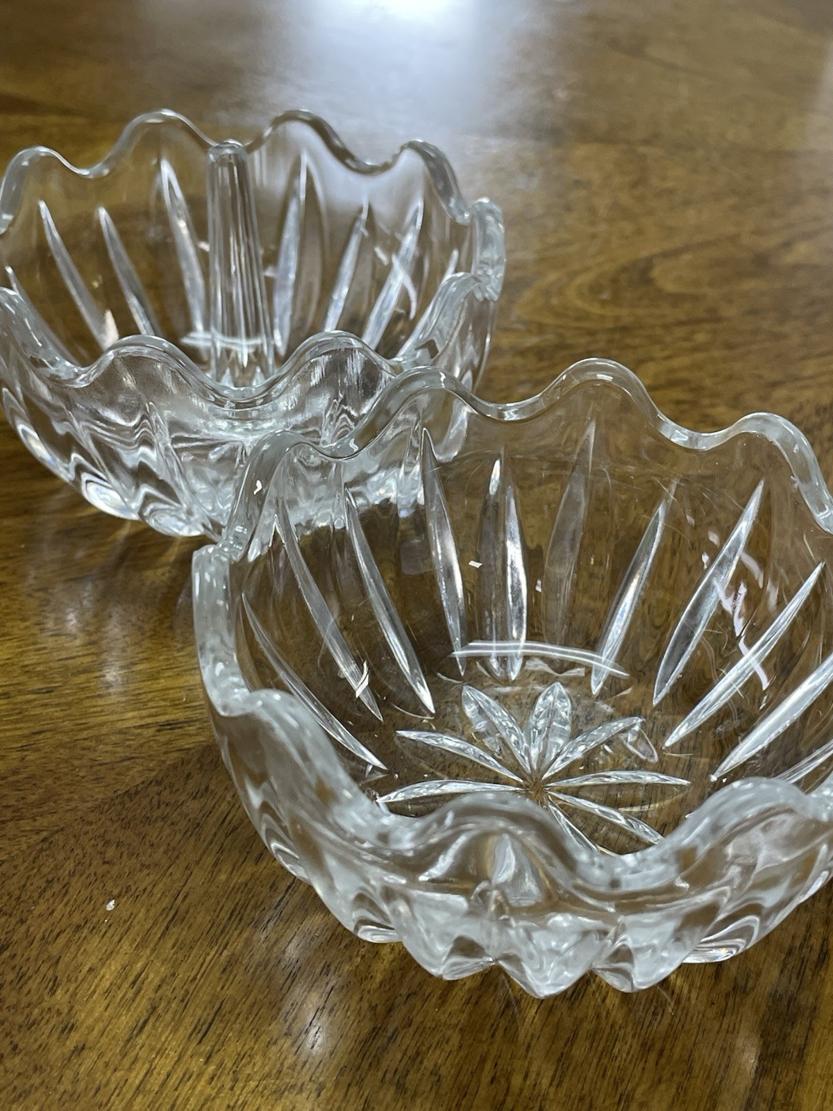 Vintage Cut Crystal Egg Ring Holder Covered Starburst Box. MCM. Unusual Vintage Cut Crystal Egg Ring Holder Covered Starburst Box. MCM. Unusual